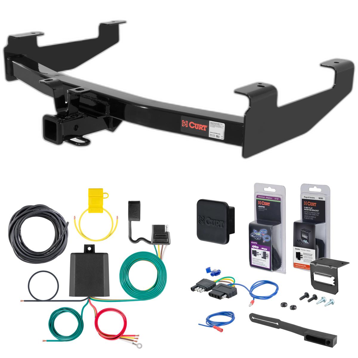 01 - 10 Chevrolet Silverado 2500 HD 6' bed, excluding factory receiver, Tommy Gate lift or cab & chassis Curt 2" Class 3 Trailer Tow Hitch + 5-Flat Wiring Kit Tow Boat/Utility Trailer with Surge Brakes 13210 thumbnail 0