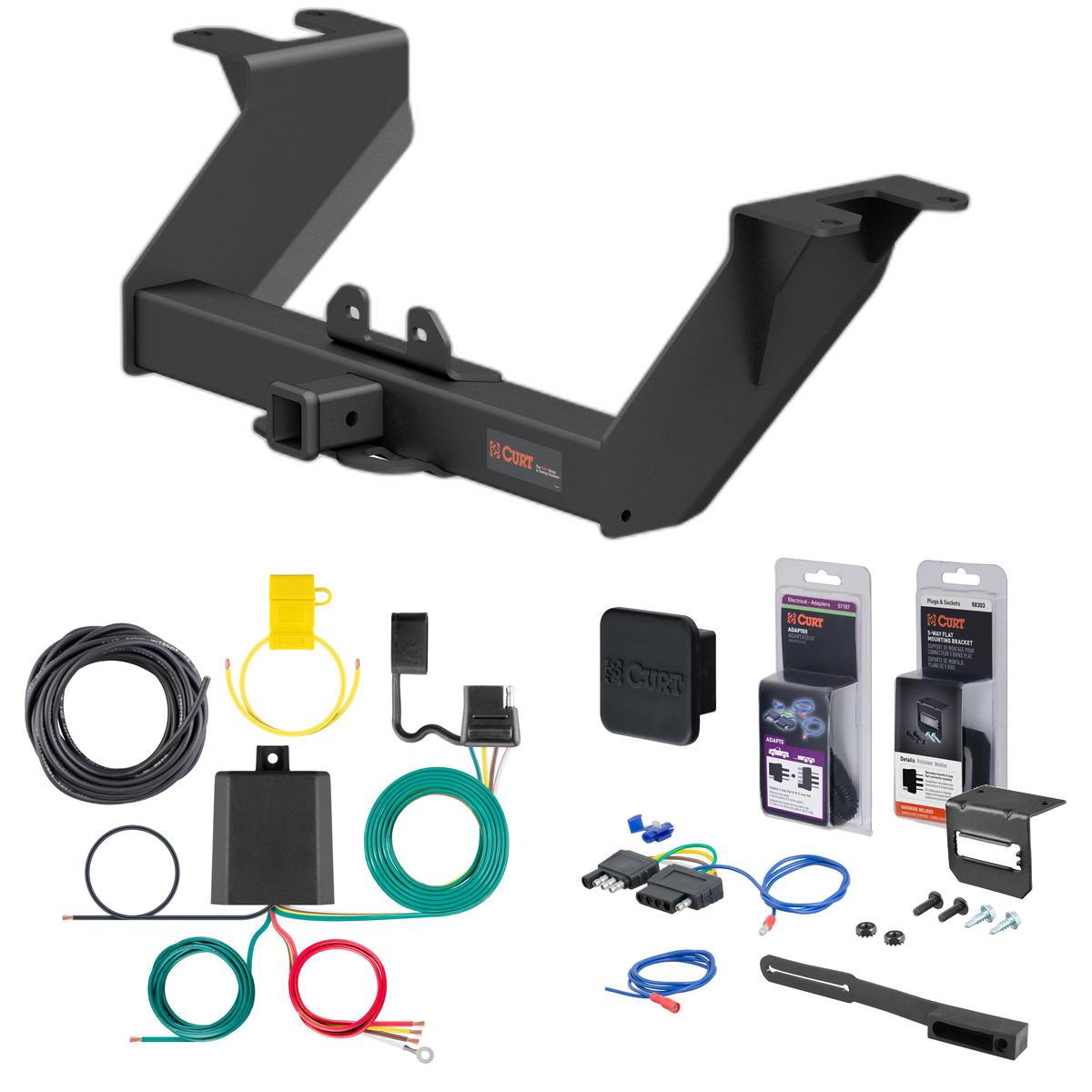 19 - 24 Chevrolet Silverado 1500 With factory receiver Curt 2" Class 5 Trailer Tow Hitch + 5-Flat Wiring Kit Tow Boat/Utility Trailer with Surge Brakes 15307 thumbnail 0