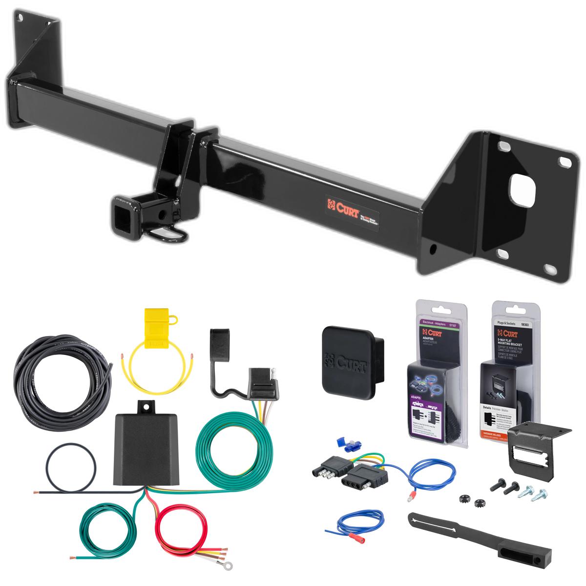 18 - 19 Volkswagen Golf Alltrack Curt 1-1/4" Class 1 Trailer Tow Hitch + 5-Flat Wiring Kit Tow Boat/Utility Trailer with Surge Brakes 11422 thumbnail 0