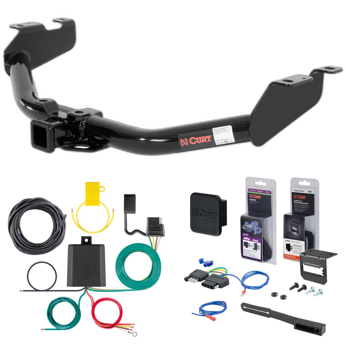 99 - 13 Chevrolet Silverado 1500 Excluding roll pan bumper, Tommy Gate lift or 10" drop bumper Curt 2" Class 3 Trailer Tow Hitch + 5-Flat Wiring Kit Tow Boat/Utility Trailer with Surge Brakes 13322 thumbnail 0