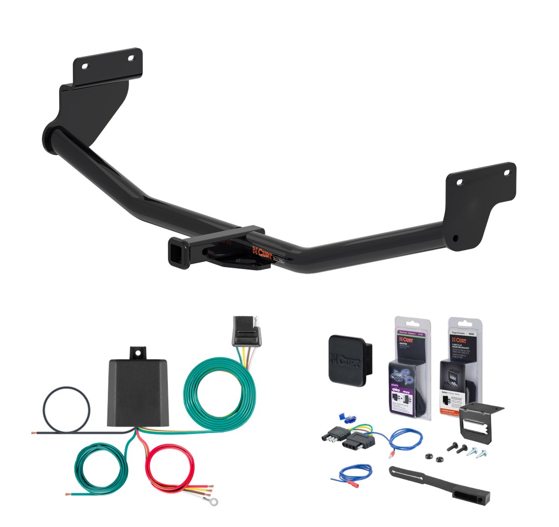 2018 - 2020 Hyundai Elantra GT Base, single exhaust only Curt 1-1/4" Class 1 Trailer Tow Hitch + 5-Flat Wiring Kit Tow Boat/Utility Trailer with Surge Brakes 11509 thumbnail 0