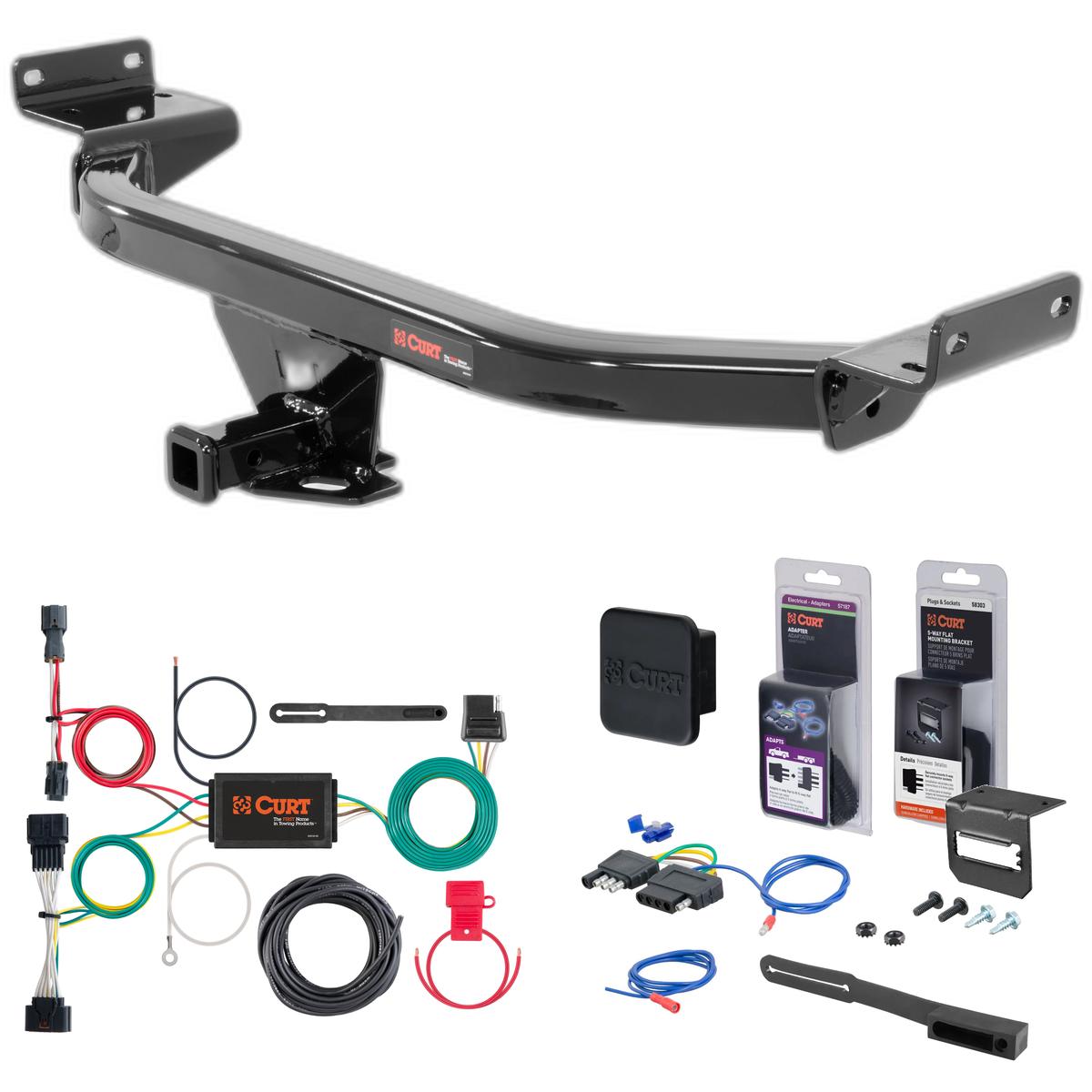 17 - 22 Kia Sportage Curt 1-1/4" Class 2 Trailer Tow Hitch + 5-Flat Wiring Kit Tow Boat/Utility Trailer with Surge Brakes 12158 thumbnail 0