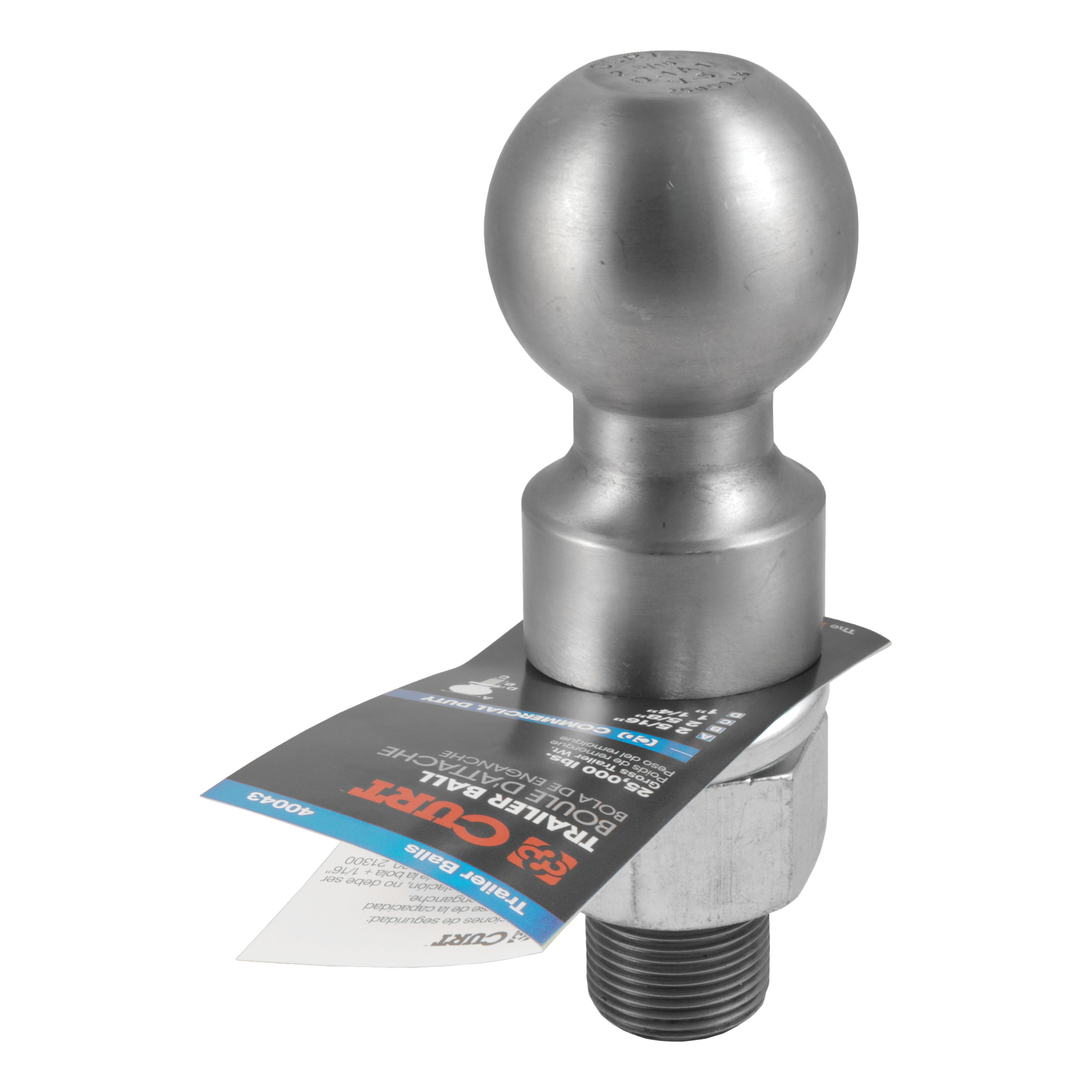 CURT 2-5/16" Trailer Ball (1-1/4" x 2-5/8" Shank, 25,000 lbs., Raw Steel) Trailer Hitch Ball thumbnail 2