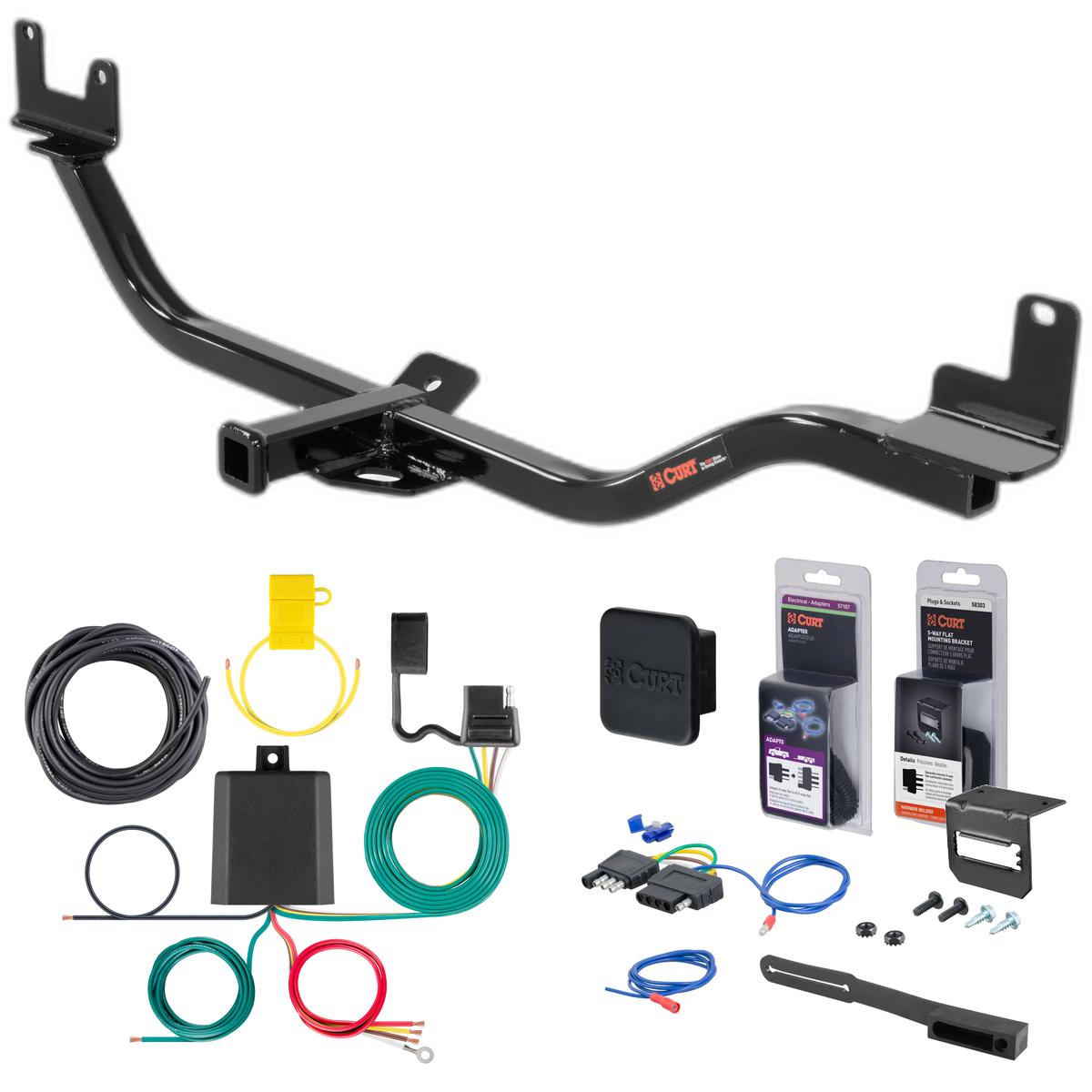 2013 Hyundai Elantra GT Curt 1-1/4" Class 1 Trailer Tow Hitch + 5-Flat Wiring Kit Tow Boat/Utility Trailer with Surge Brakes 11400 thumbnail 0