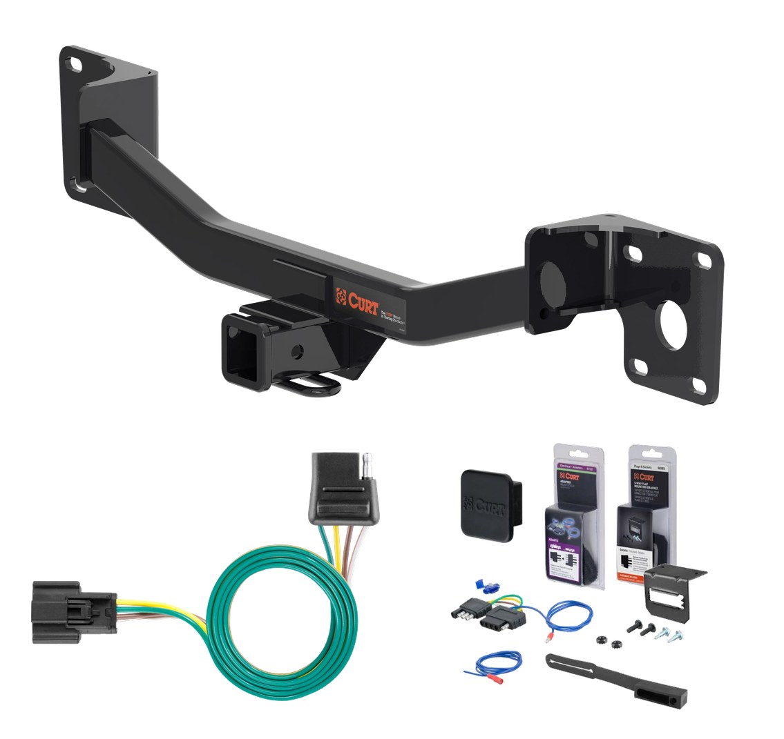 2019 - 2025 Cadillac XT4 Curt 2" Class 3 Trailer Tow Hitch + 5-Flat Wiring Kit Tow Boat/Utility Trailer with Surge Brakes 13415 thumbnail 0