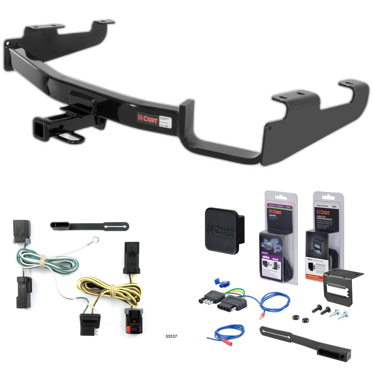 04 - 07 Dodge Caravan Excluding Stow 'n Go and Sport Curt 1-1/4" Class 2 Trailer Tow Hitch + 5-Flat Wiring Kit Tow Boat/Utility Trailer with Surge Brakes 12362 thumbnail 0