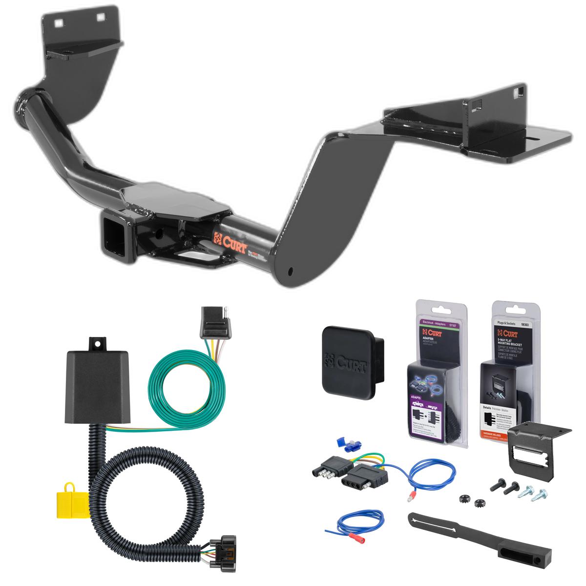 19 - 20 Hyundai Santa Fe Curt 2" Class 3 Trailer Tow Hitch + 5-Flat Wiring Kit Tow Boat/Utility Trailer with Surge Brakes 13195 thumbnail 0