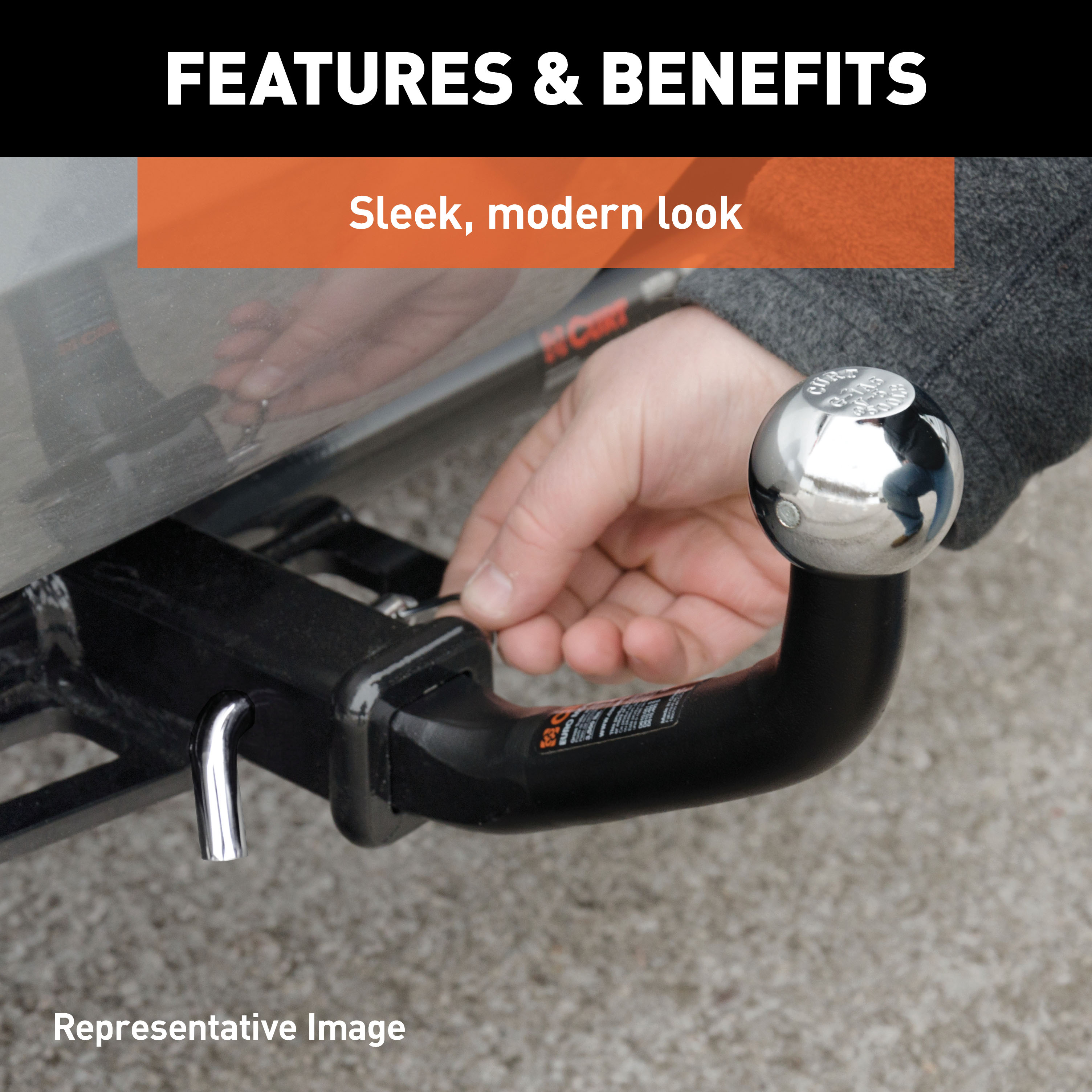 CURT Euro Mount (2" Ball, 1-1/4" Shank, 3,500 lbss., 5-1/8" High, 9-3/4" Long) Trailer Hitch Ball Mount thumbnail 3