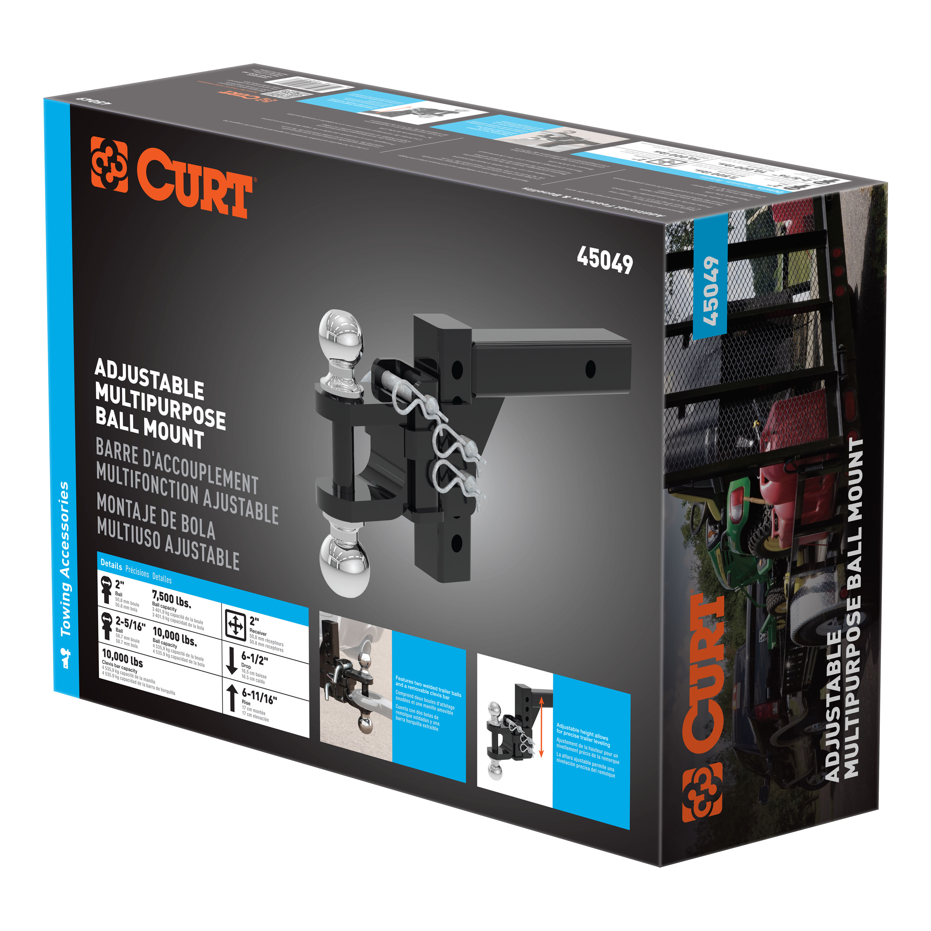 CURT Adjustable Multipurpose Ball Mount (2" Shank, 2" & 2-5/16" Balls) Trailer Hitch Ball Mount thumbnail 6