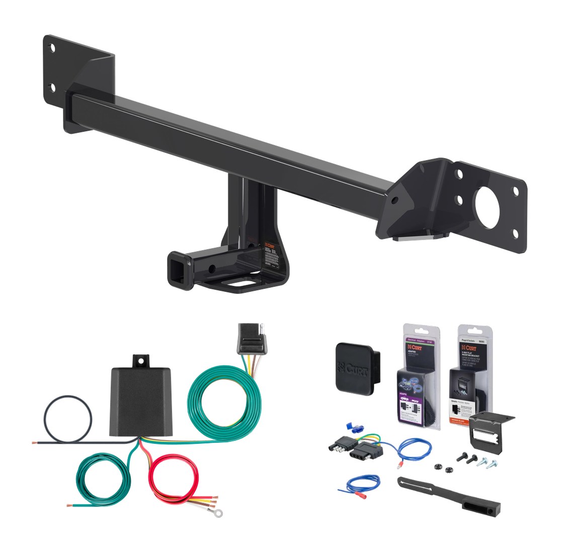 2015 - 2020 Mercedes-Benz C300 Sedan Curt 1-1/4" Class 1 Trailer Tow Hitch + 5-Flat Wiring Kit Tow Boat/Utility Trailer with Surge Brakes 11485 thumbnail 0