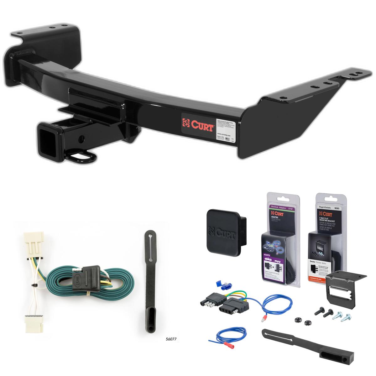 06 - 09 Chevrolet Uplander Curt 2" Class 3 Trailer Tow Hitch + 5-Flat Wiring Kit Tow Boat/Utility Trailer with Surge Brakes 13344 thumbnail 0