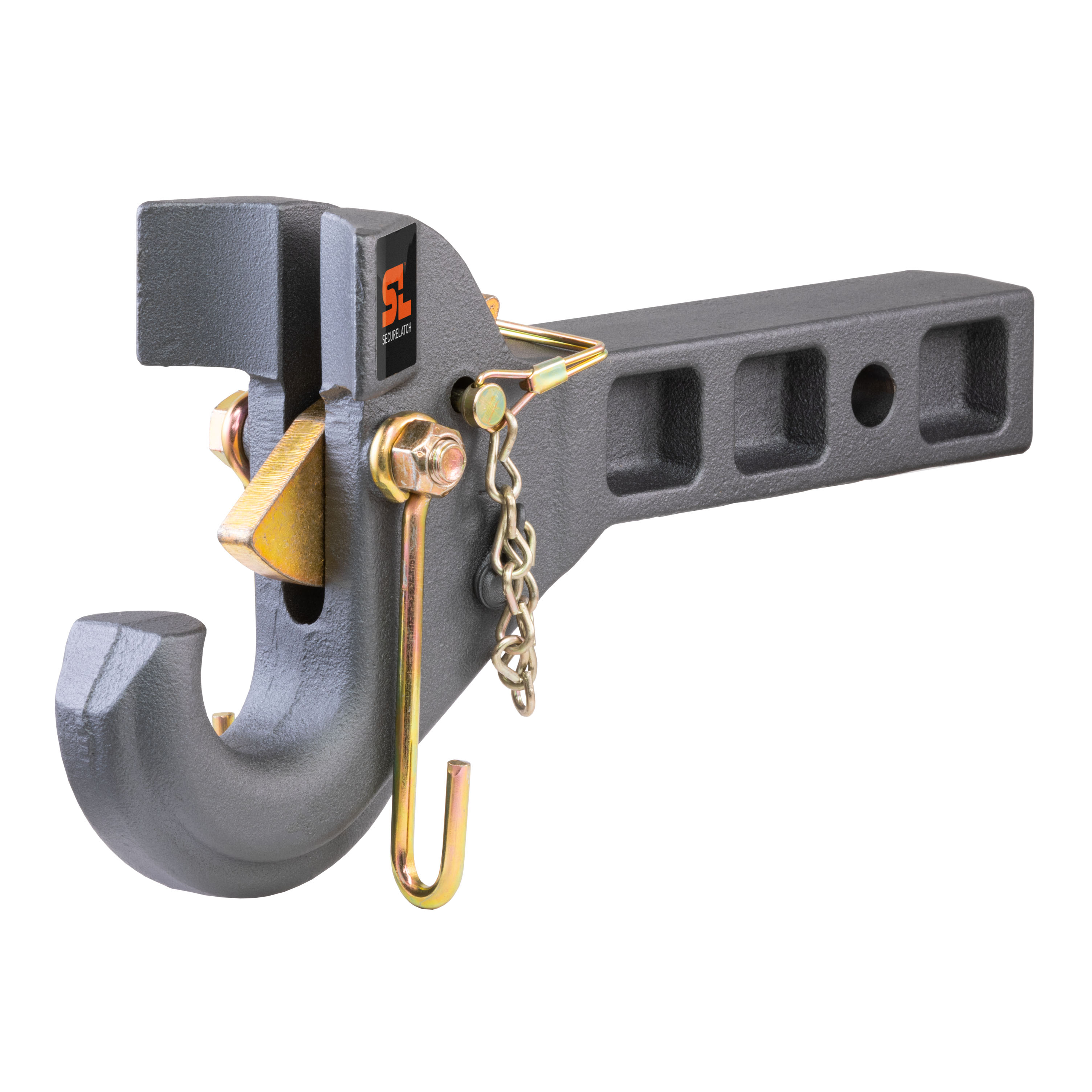 CURT SecureLatch Receiver-Mount Pintle Hook (2" Shank, 14K, 2-1/2" or 3" Lunette) Trailer Hitch Pintle Hook Mount thumbnail 0