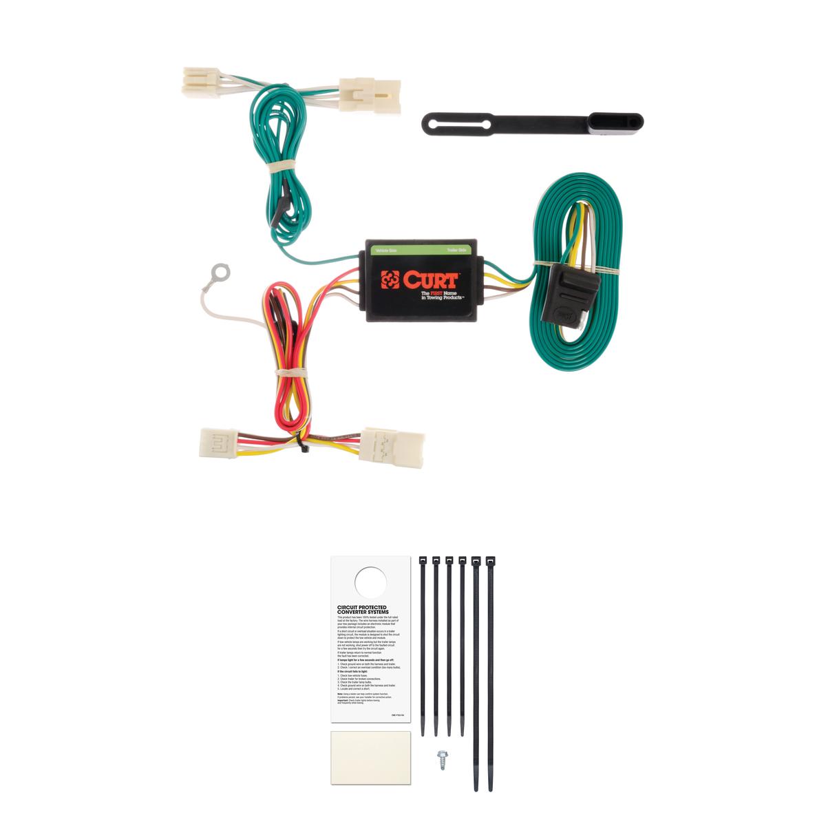 CURT Custom Wiring Harness, 4-Way Flat Output, Select Kia Rio Sedan Trailer Connector Kit thumbnail 0