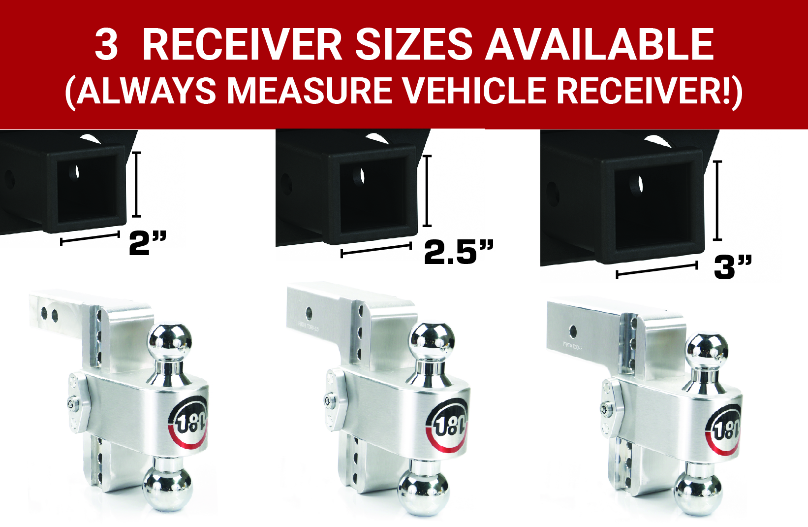 Weigh Safe 180 Hitch - Drop Hitch w/Chrome Combo Ball - 6" Drop for 2.5" Shank w/Hitch Pin CTB6-2.5-KA thumbnail 3