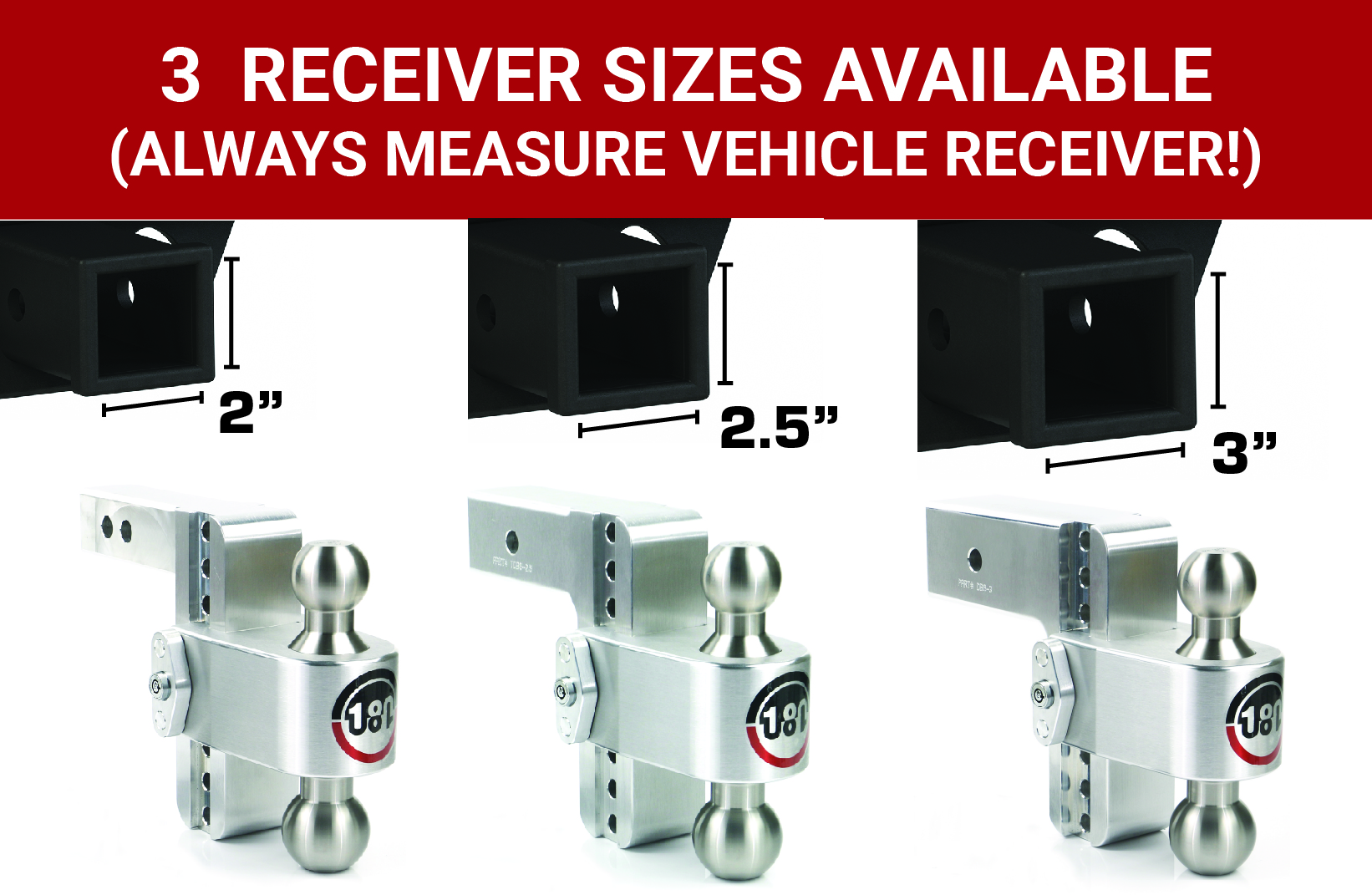 Weigh Safe 180 Hitch - Drop Hitch w/SS Combo Ball -  6" Drop for 2.5" Shank w/Hitch Pin LTB6-2.5-KA thumbnail 3