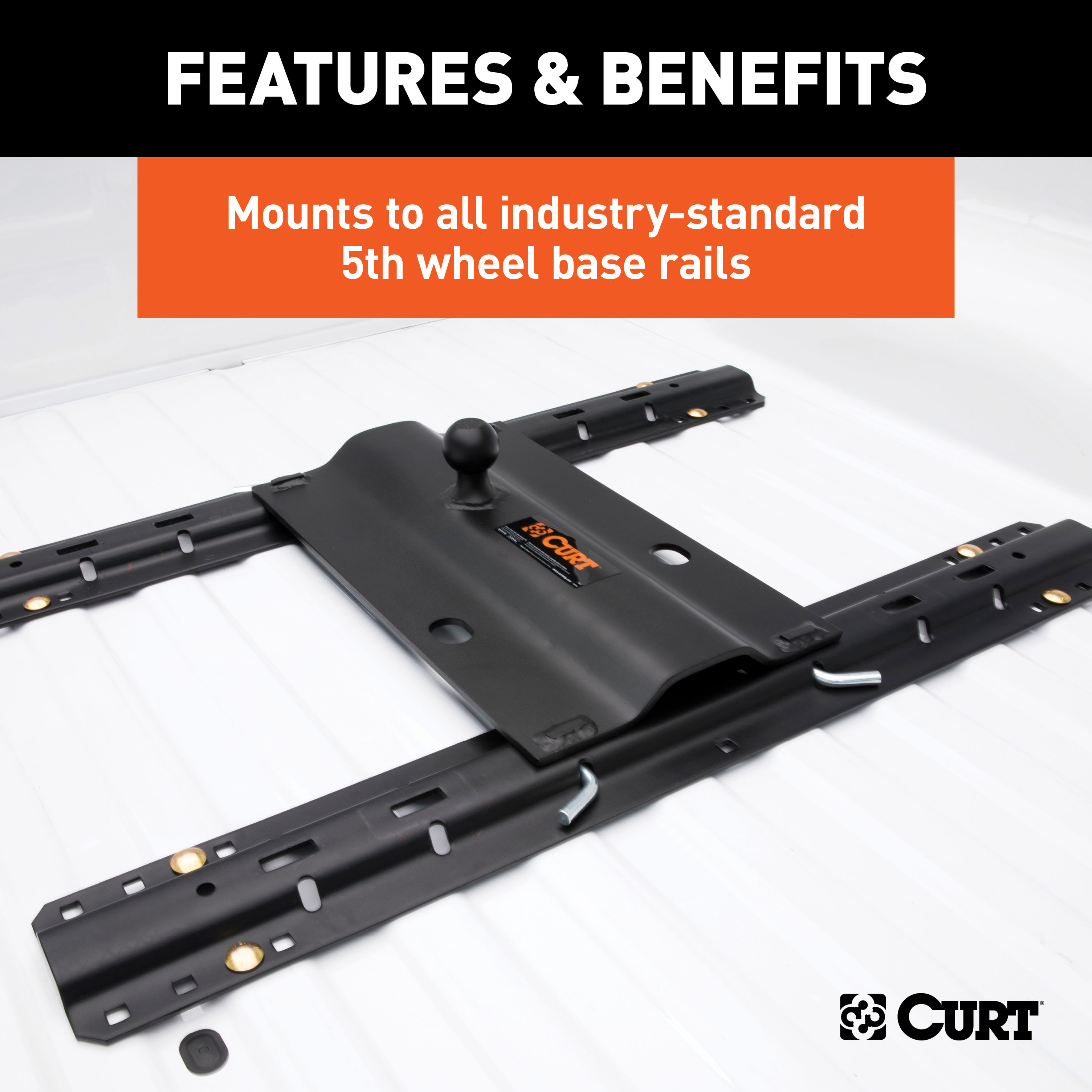 CURT Bent Plate 5th Wheel Rail Gooseneck Hitch with 2-5/16" Ball, 25K (3" Offset) Gooseneck Trailer Hitch thumbnail 5