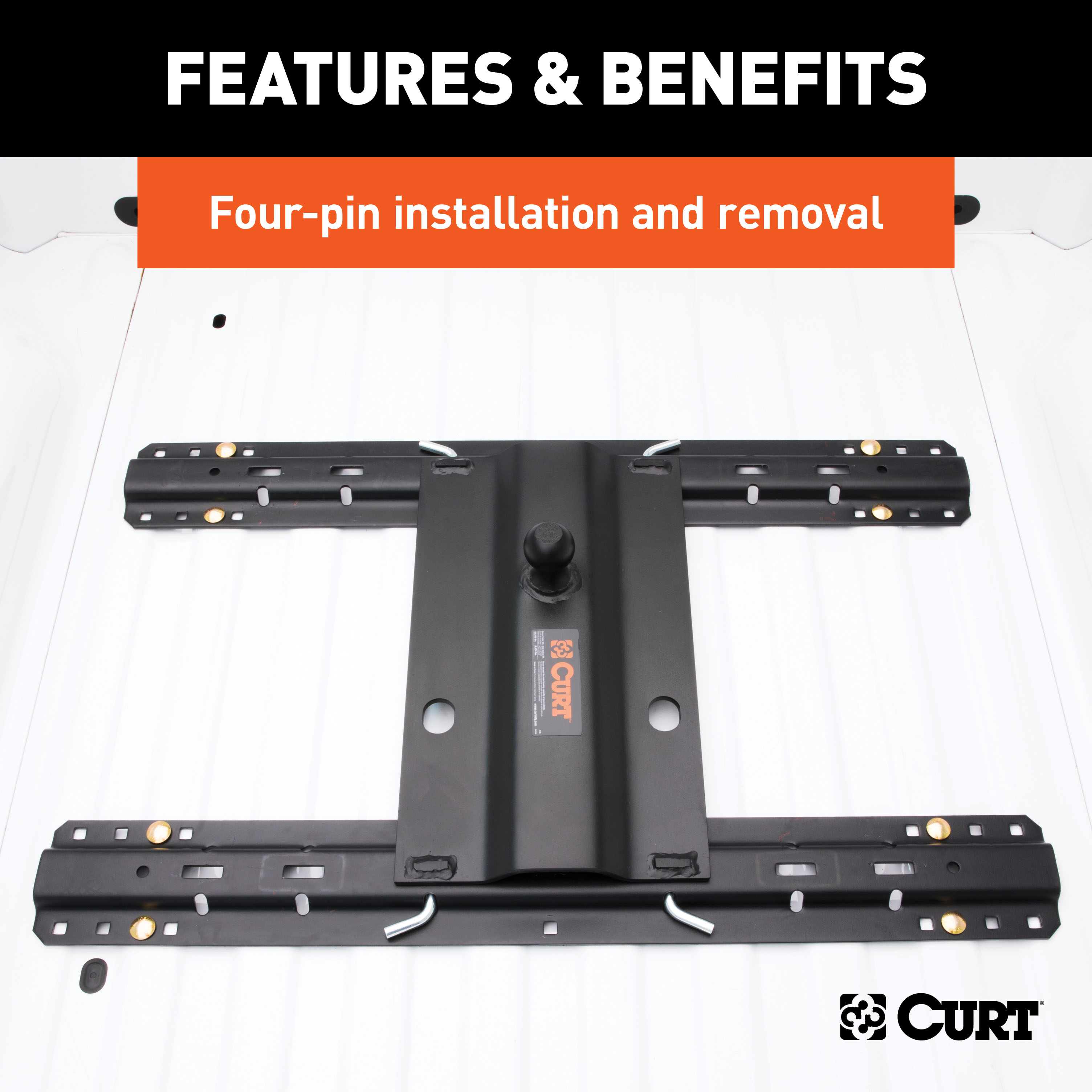 CURT Bent Plate 5th Wheel Rail Gooseneck Hitch with 2-5/16" Ball, 25K (3" Offset) Gooseneck Trailer Hitch thumbnail 6