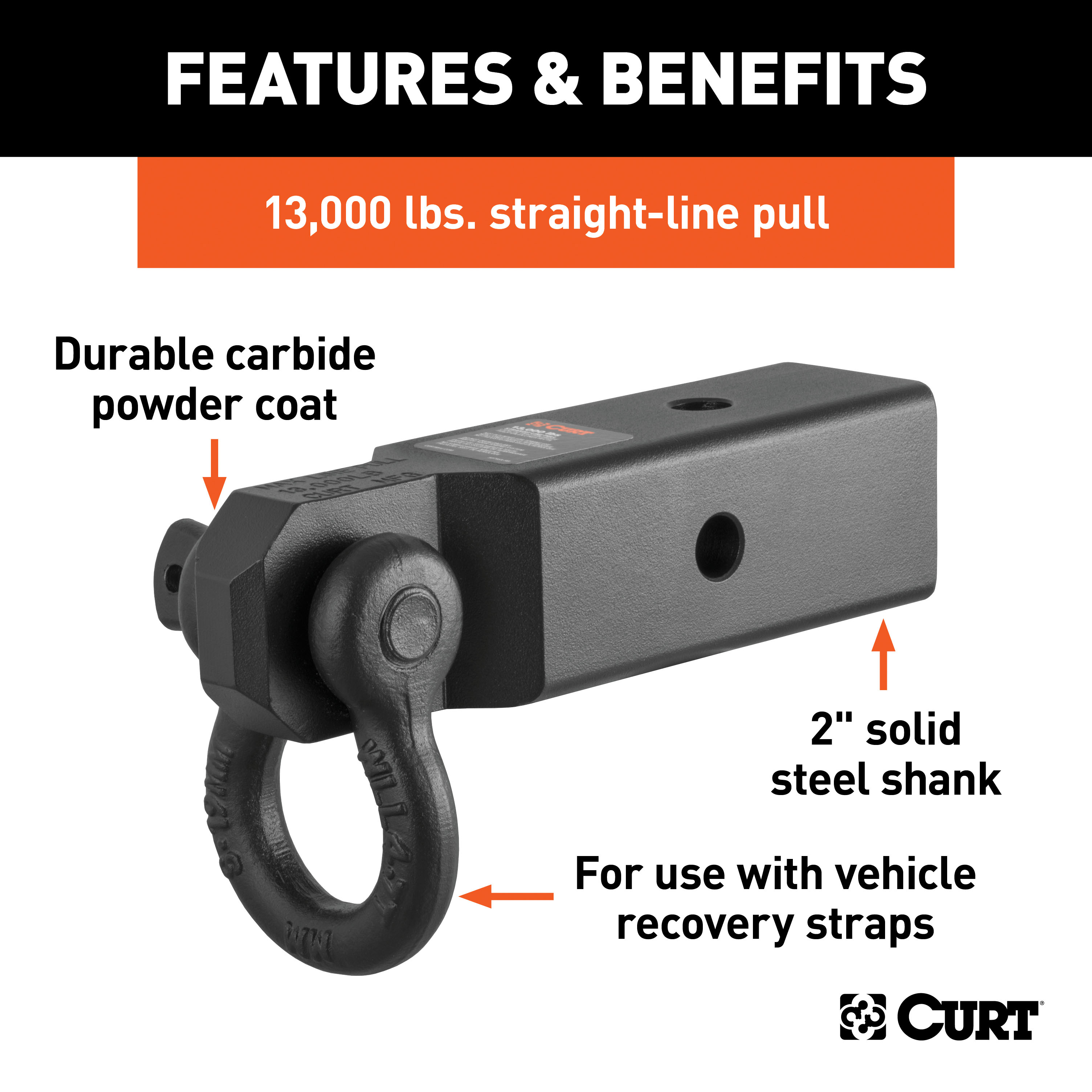 CURT D-Ring Shackle Mount (2-1/2" Shank) Tow Hook thumbnail 3