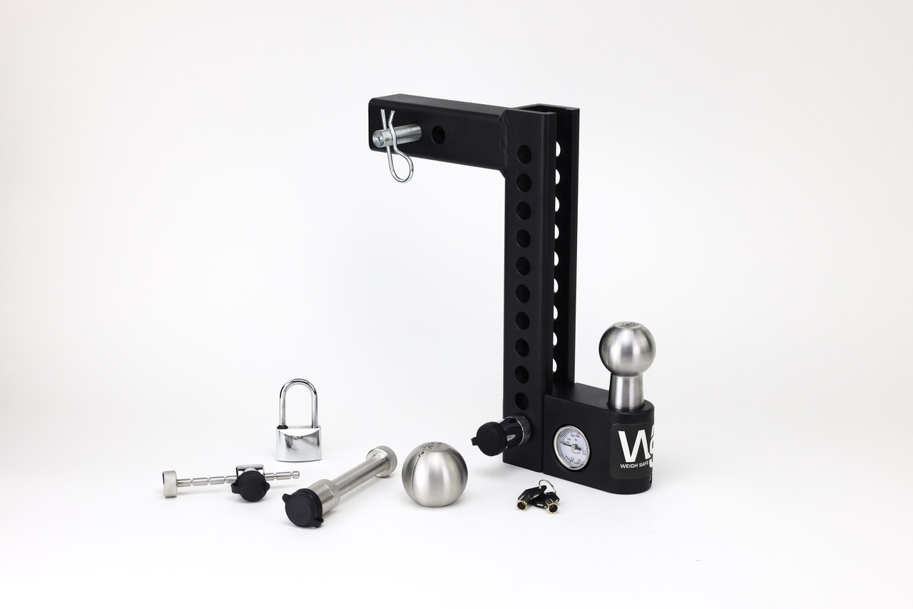 Weigh Safe Aero Hitch Adjustable Ball Mount - 10" Drop Hitch, 2" Shank w/Lock Set AWS10-2-SET thumbnail 0
