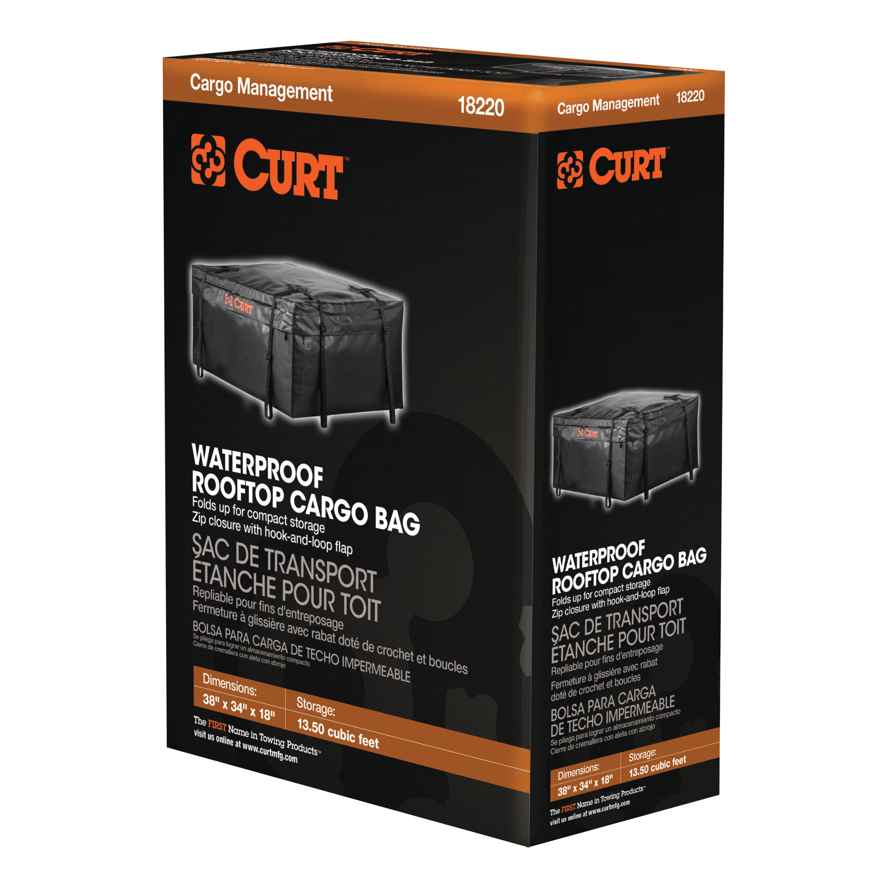 CURT 38" x 34" x 18" Weather-Resistant Vinyl Roof Rack Cargo Bag Roof Rack thumbnail 8