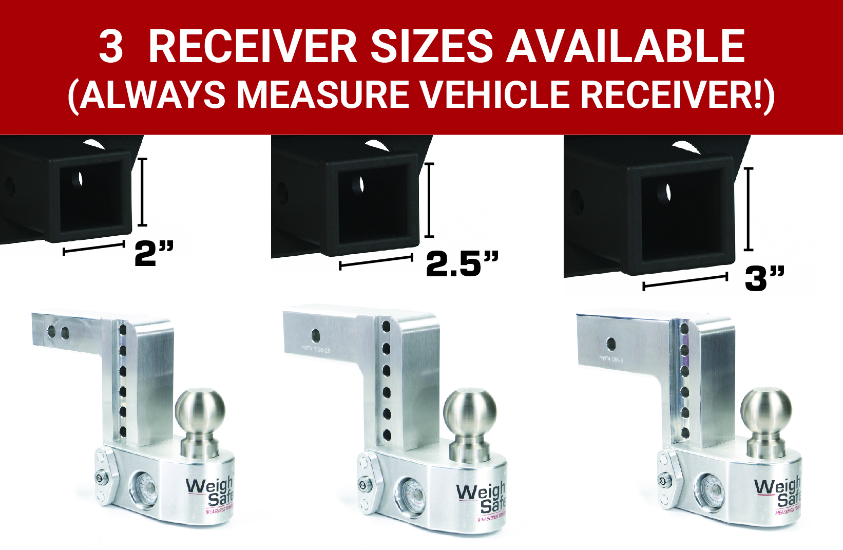 Weigh Safe Weigh Safe Adjustable Drop Hitch - 10" Drop for 2.5" Shank w/Hitch Lock Pin WS10-2.5-KA thumbnail 3