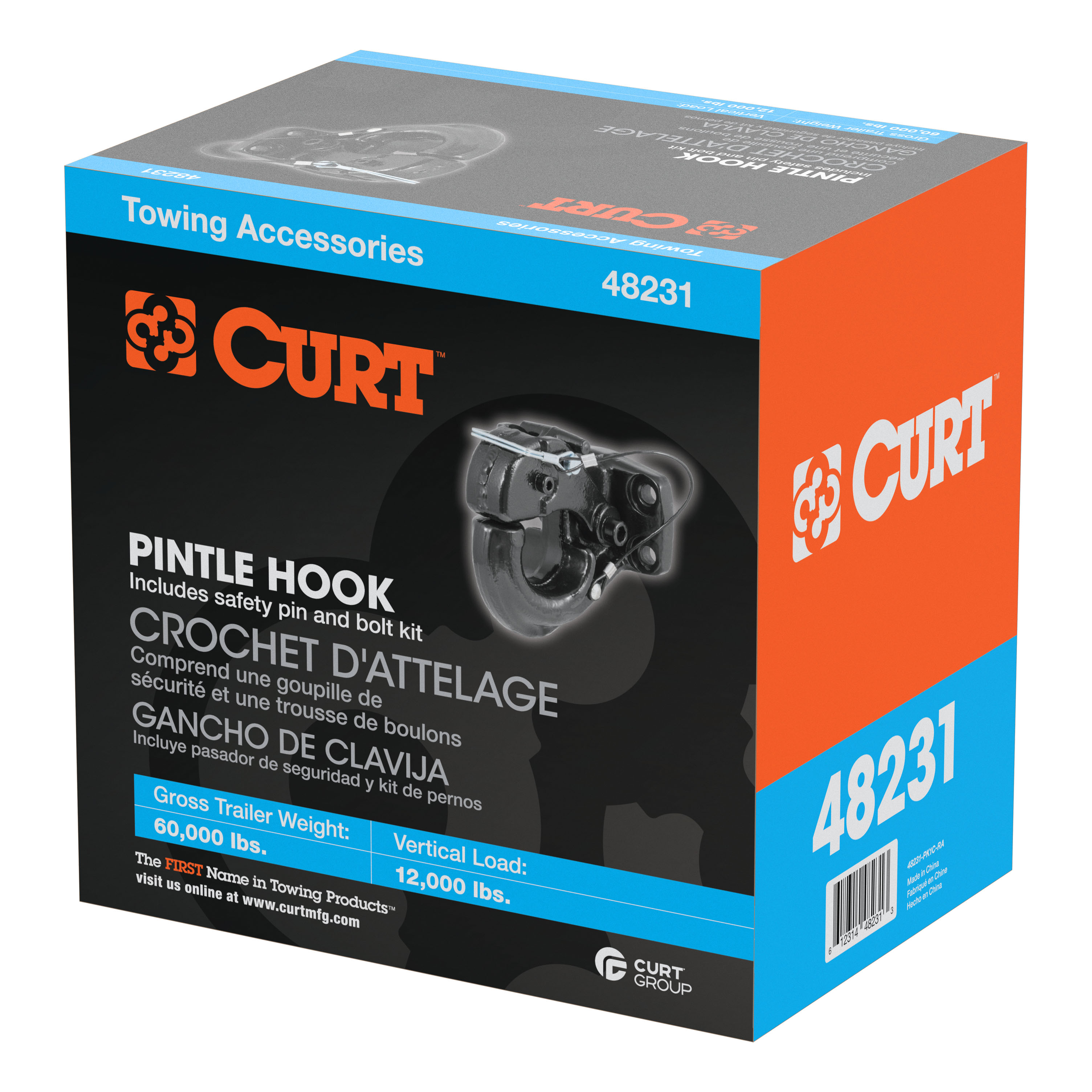 CURT Pintle Hook (60,000 lbs., 2-1/2" or 3" Lunette Rings) Trailer Hitch Pintle Hook Mount thumbnail 3