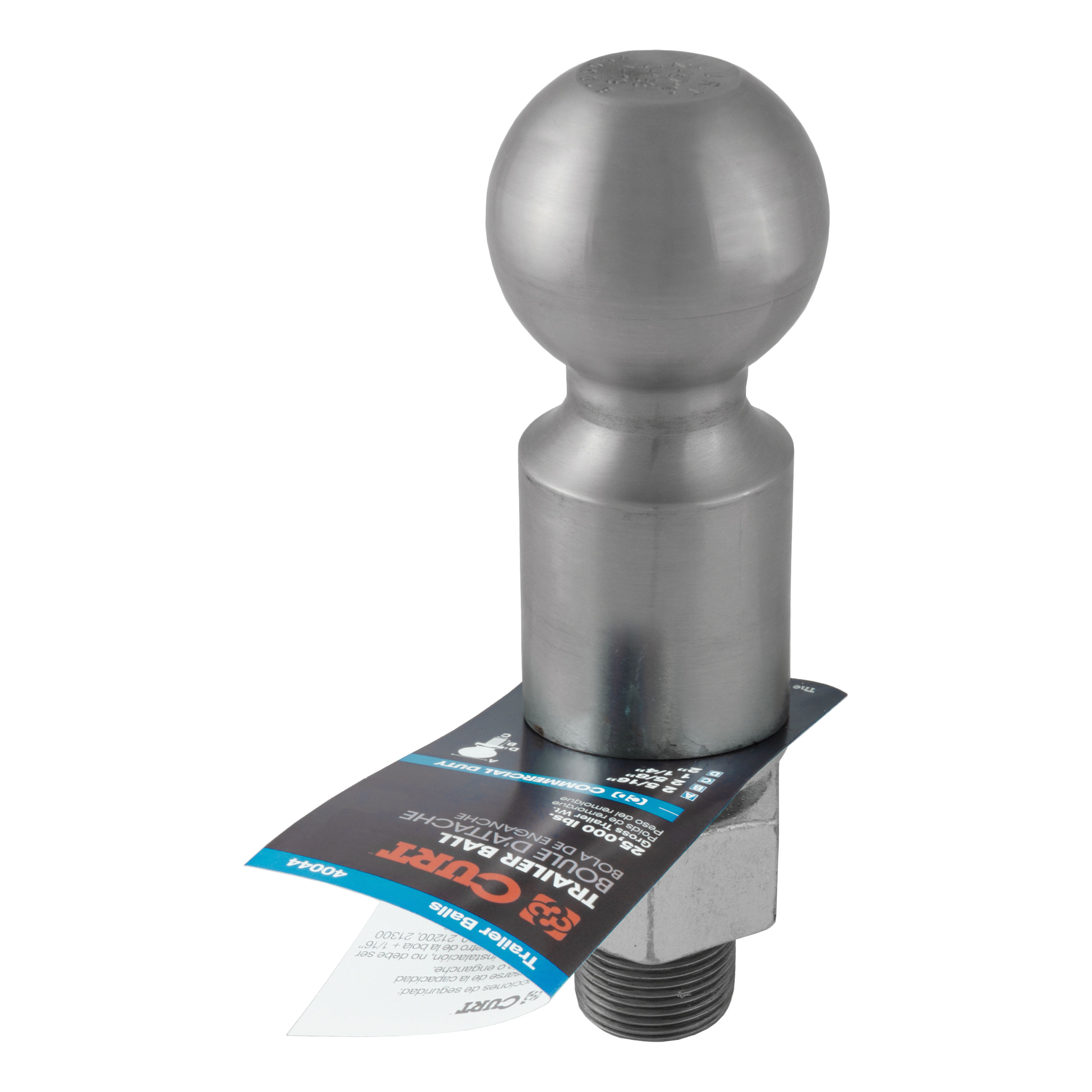 CURT 2-5/16" Trailer Ball (1-1/4" x 2-5/8" Shank, 2" Rise, 25,000 lbs., Raw Steel) Trailer Hitch Ball thumbnail 2