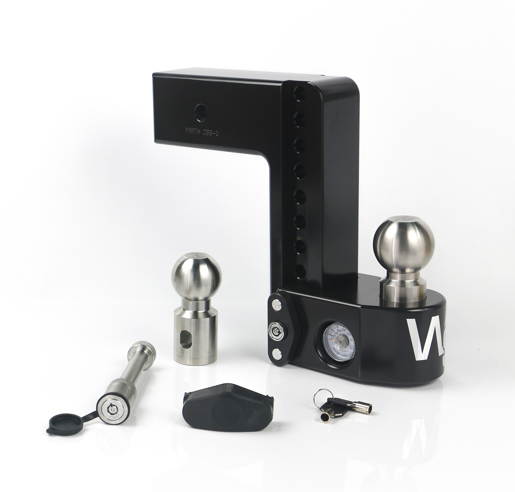 Weigh Safe Black Weigh Safe Drop Hitch - 8" Drop for 3" Shank w/Hitch Pin Lock WS8-3-KA-CER-BLA thumbnail 0