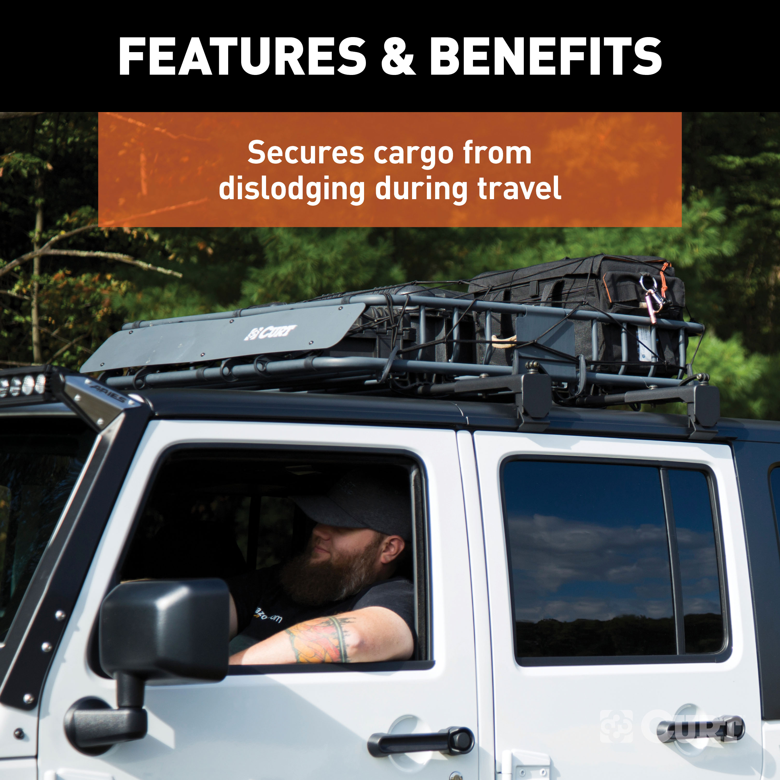 CURT 44" x 38" Elastic Cargo Net for Roof Basket Roof Rack thumbnail 2