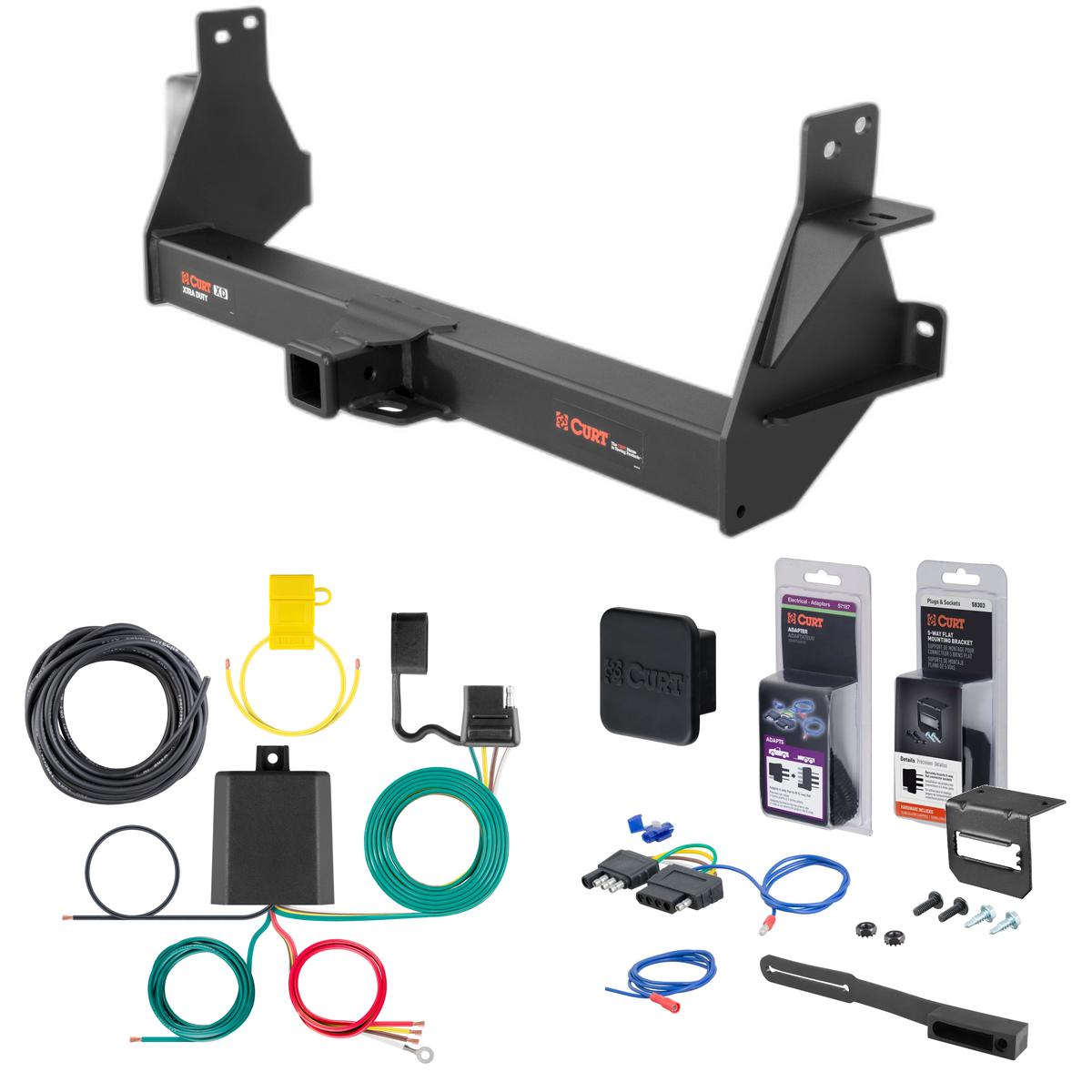 16 - 24 Nissan Titan XD Curt 2" Class 5 Trailer Tow Hitch + 5-Flat Wiring Kit Tow Boat/Utility Trailer with Surge Brakes 15306 thumbnail 0