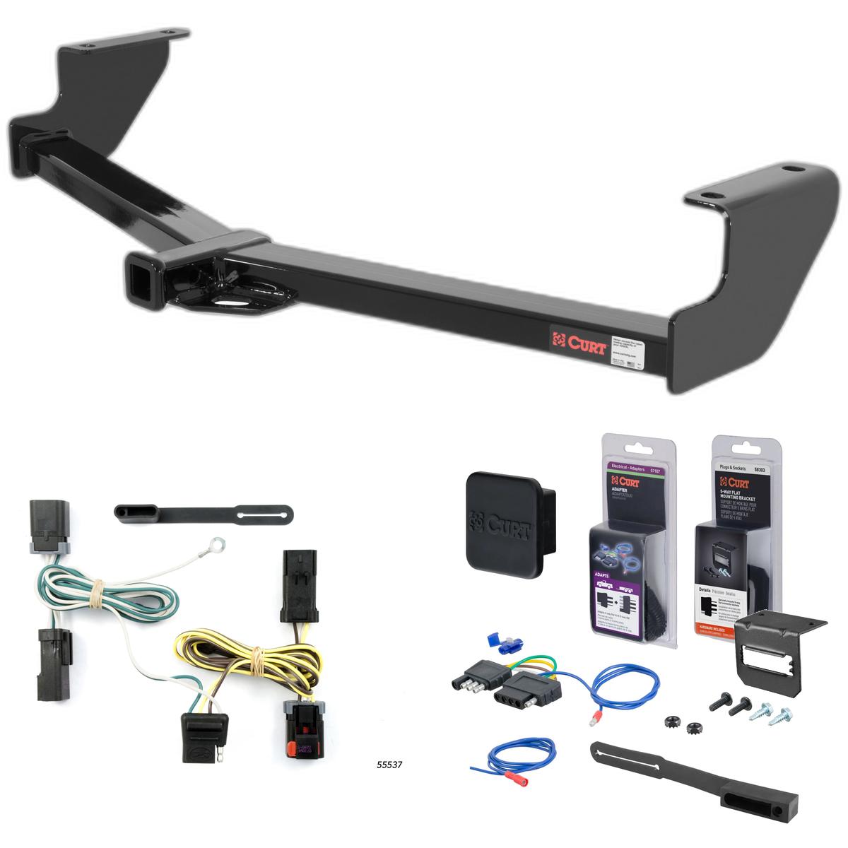 04 - 07 Chrysler Town & Country Excluding Stow 'n Go Curt 1-1/4" Class 2 Trailer Tow Hitch + 5-Flat Wiring Kit Tow Boat/Utility Trailer with Surge Brakes 12094 thumbnail 0