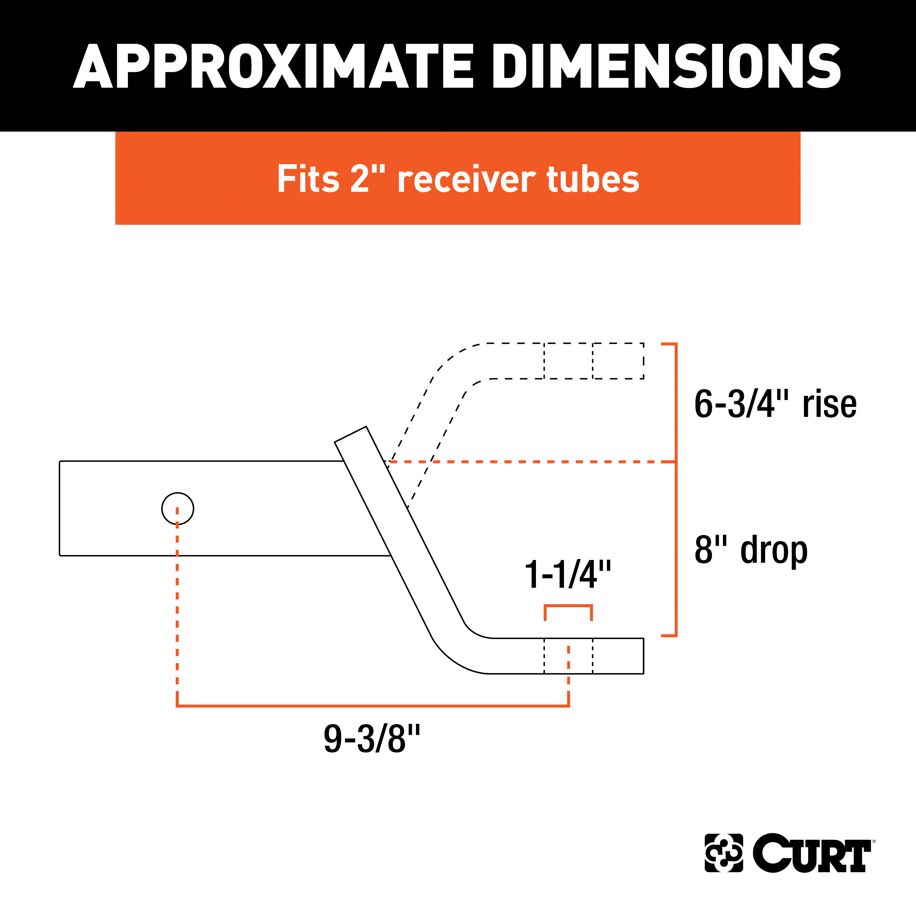 CURT Class 4 Ball Mount (2" Shank, 10,000 lbss., 8" Drop, 9-3/8" Long) Trailer Hitch Ball Mount thumbnail 2