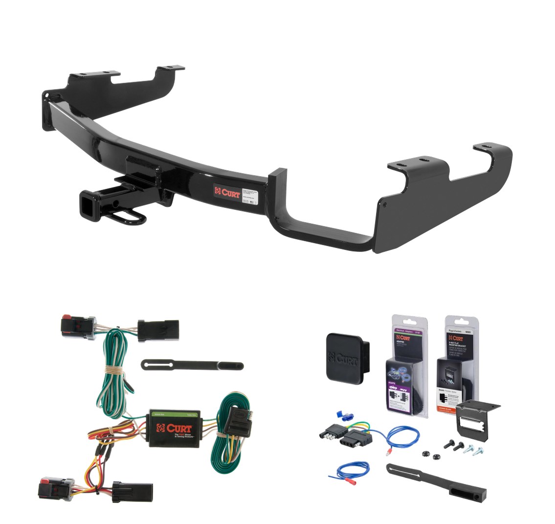 1996 - 2000 Chrysler Town & Country Excluding Stow 'n Go Curt 1-1/4" Class 2 Trailer Tow Hitch + 5-Flat Wiring Kit Tow Boat/Utility Trailer with Surge Brakes 12362 thumbnail 0