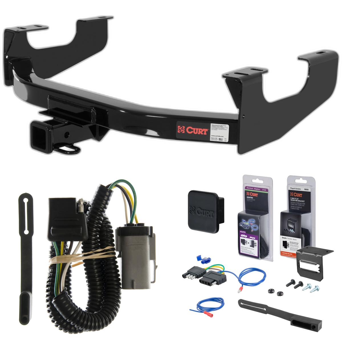 02 - 04 Ford F-250 Super Duty Curt 2" Class 3 Trailer Tow Hitch + 5-Flat Wiring Kit Tow Boat/Utility Trailer with Surge Brakes 13355 thumbnail 0