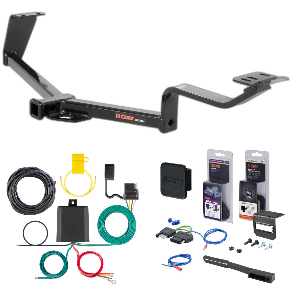 06 - 15 Honda Civic Sedan Curt 1-1/4" Class 1 Trailer Tow Hitch + 5-Flat Wiring Kit Tow Boat/Utility Trailer with Surge Brakes 11391 thumbnail 0