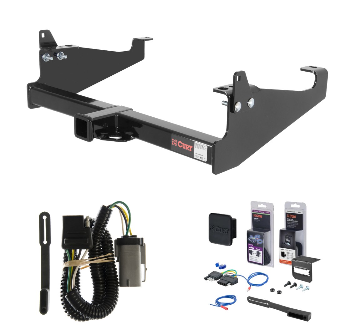 2002 - 2004 Ford F-350 Super Duty Cab & chassis with 34" frame width (O.D.) Curt 2" Class 4 Trailer Tow Hitch + 5-Flat Wiring Kit Tow Boat/Utility Trailer with Surge Brakes 14048 thumbnail 0