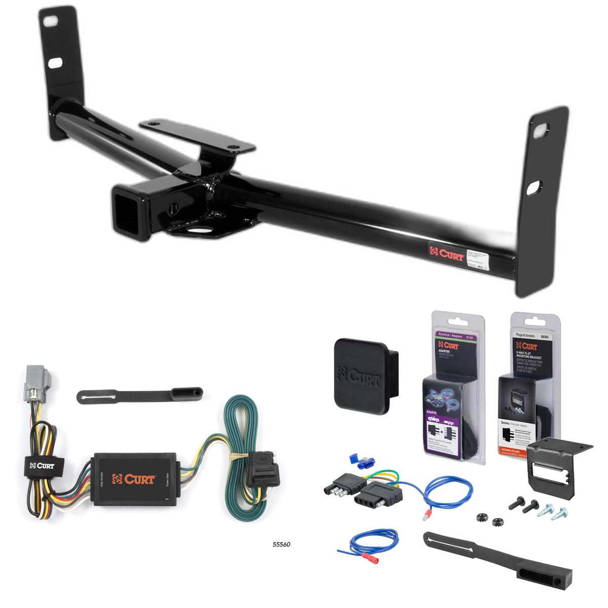 2006 Pontiac Torrent Curt 2" Class 3 Trailer Tow Hitch + 5-Flat Wiring Kit Tow Boat/Utility Trailer with Surge Brakes 13591 thumbnail 0