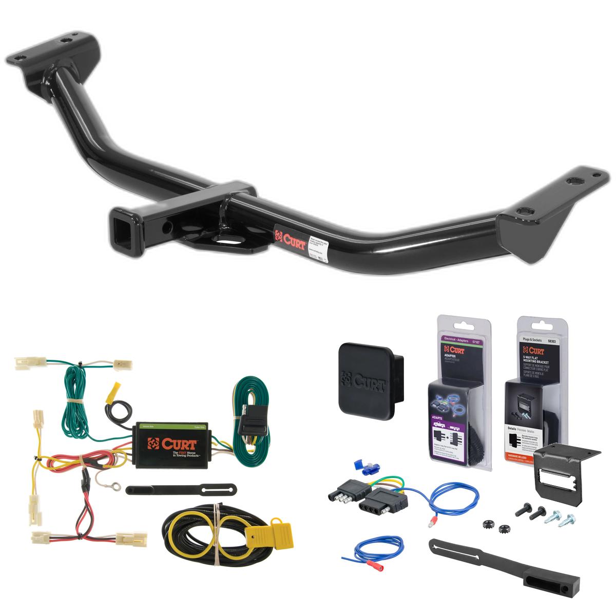 03 - 08 Pontiac Vibe Excluding GT Curt 1-1/4" Class 2 Trailer Tow Hitch + 5-Flat Wiring Kit Tow Boat/Utility Trailer with Surge Brakes 12234 thumbnail 0