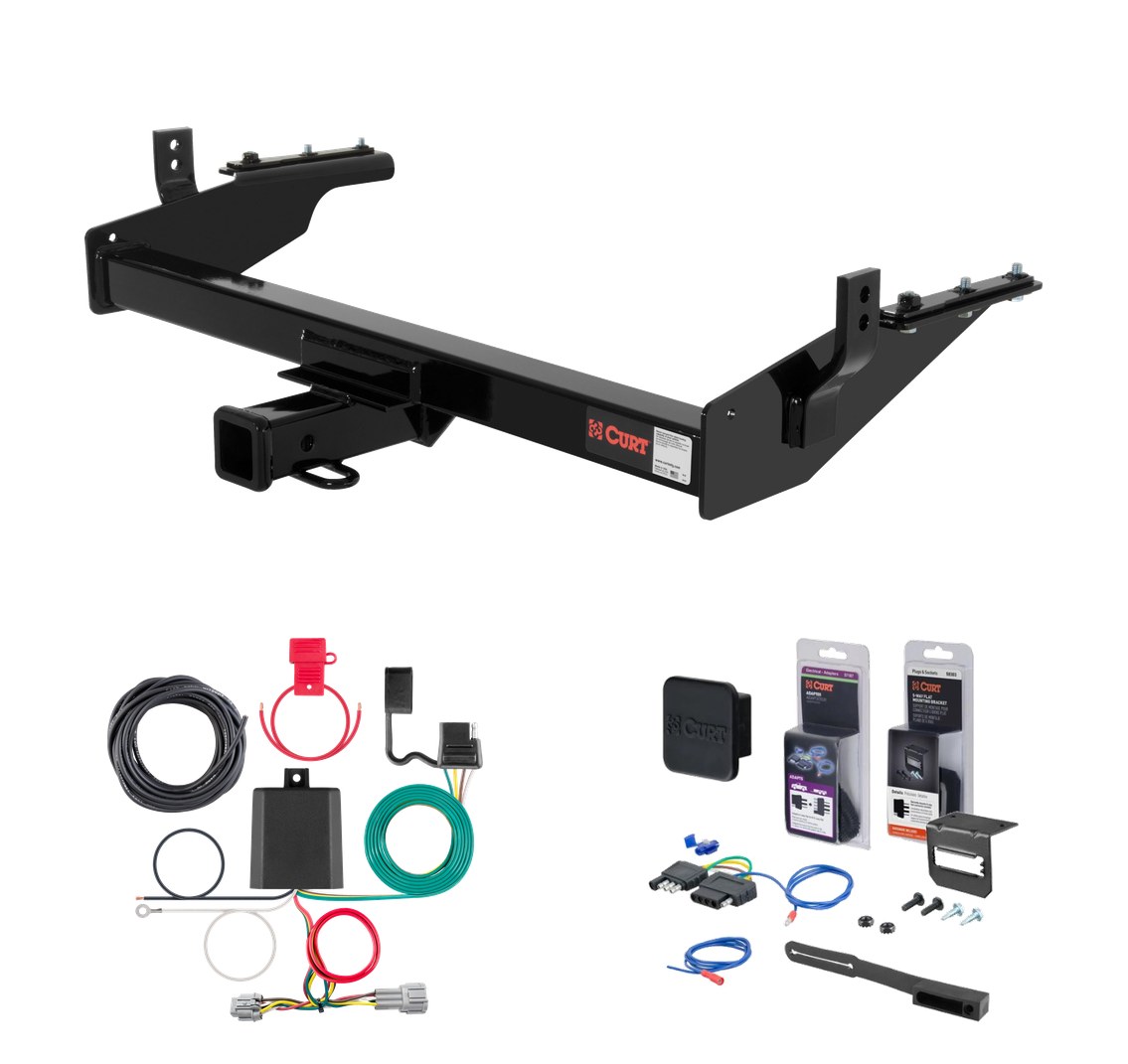 2003 - 2004 Nissan Frontier Long bed Curt 2" Class 3 Trailer Tow Hitch + 5-Flat Wiring Kit Tow Boat/Utility Trailer with Surge Brakes 13842 thumbnail 0