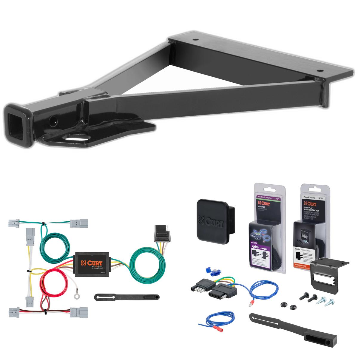 07 - 08 Honda Fit Curt 1-1/4" Class 1 Trailer Tow Hitch + 5-Flat Wiring Kit Tow Boat/Utility Trailer with Surge Brakes 11058 thumbnail 0