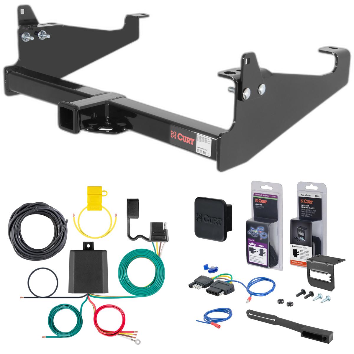 00 - 24 Ford F-650 Cab & chassis with 34" frame width (O.D.) Curt 2" Class 4 Trailer Tow Hitch + 5-Flat Wiring Kit Tow Boat/Utility Trailer with Surge Brakes 14048 thumbnail 0