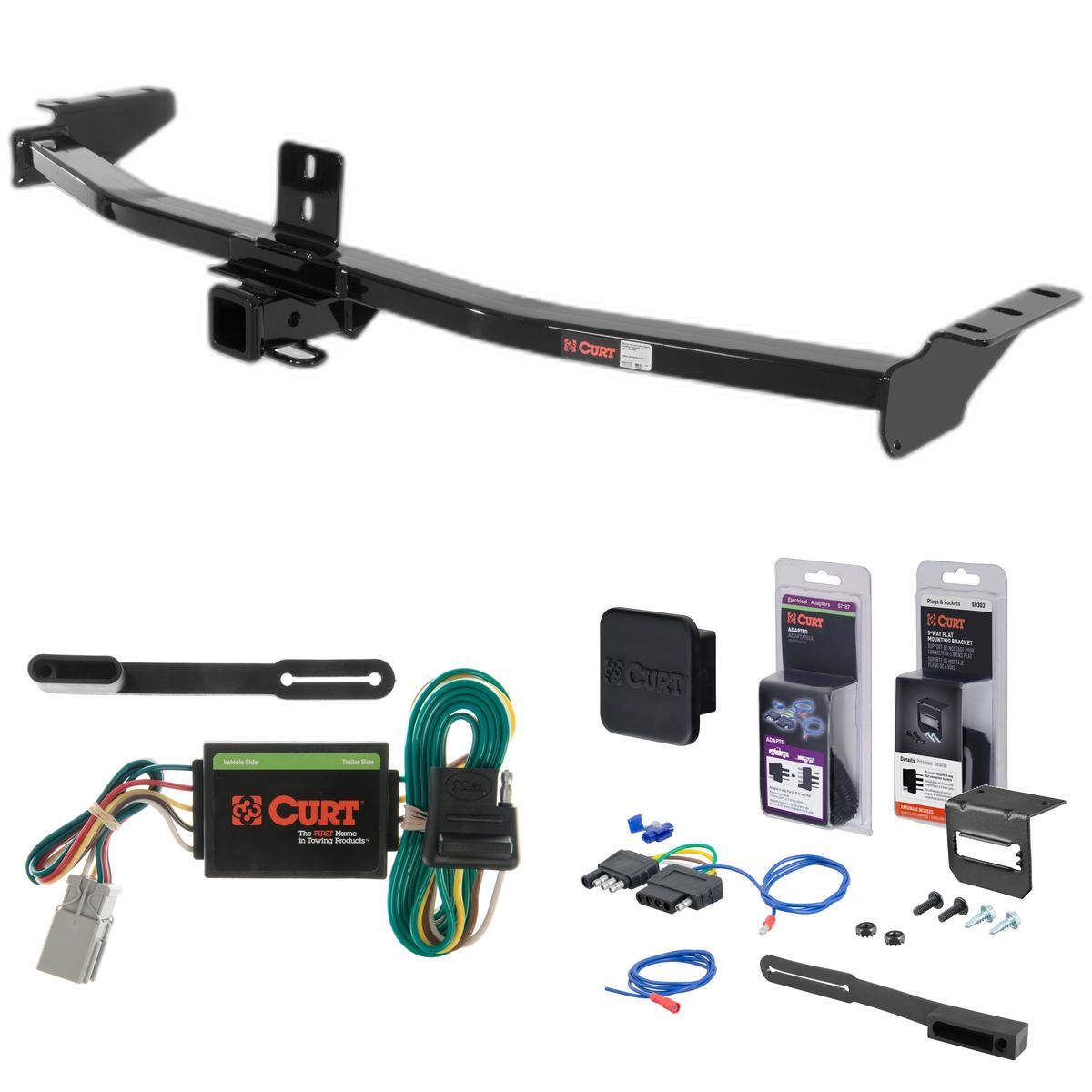 03 - 08 Honda Pilot Curt 2" Class 3 Trailer Tow Hitch + 5-Flat Wiring Kit Tow Boat/Utility Trailer with Surge Brakes 13328 thumbnail 0