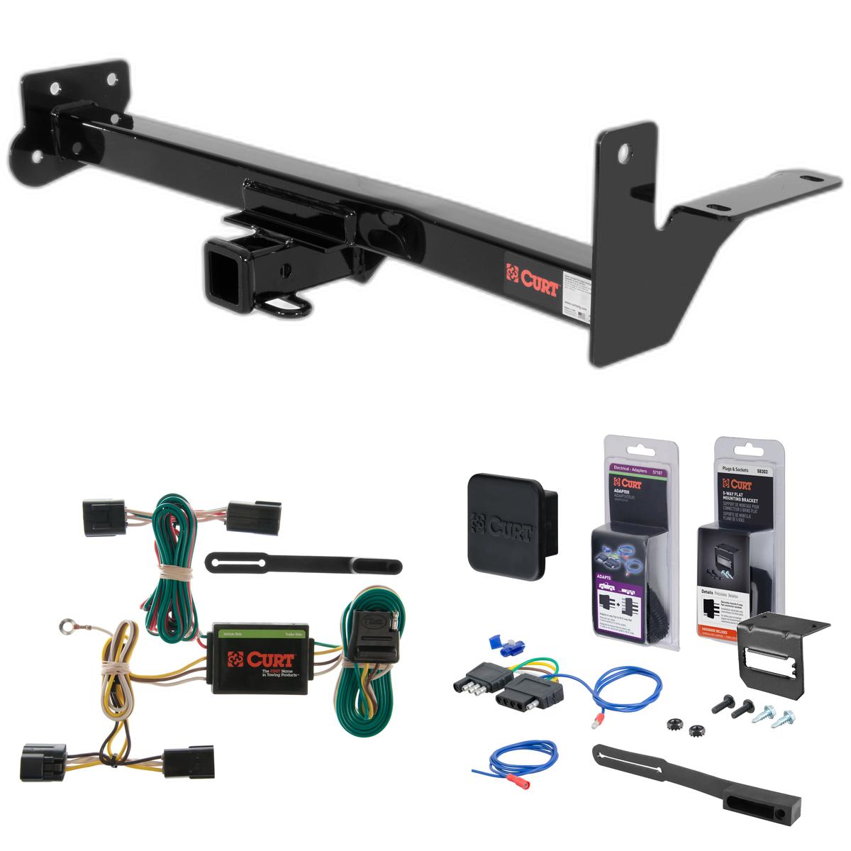 98 - 02 Honda Passport With door mounted spare tire Curt 2" Class 3 Trailer Tow Hitch + 5-Flat Wiring Kit Tow Boat/Utility Trailer with Surge Brakes 13235 thumbnail 0