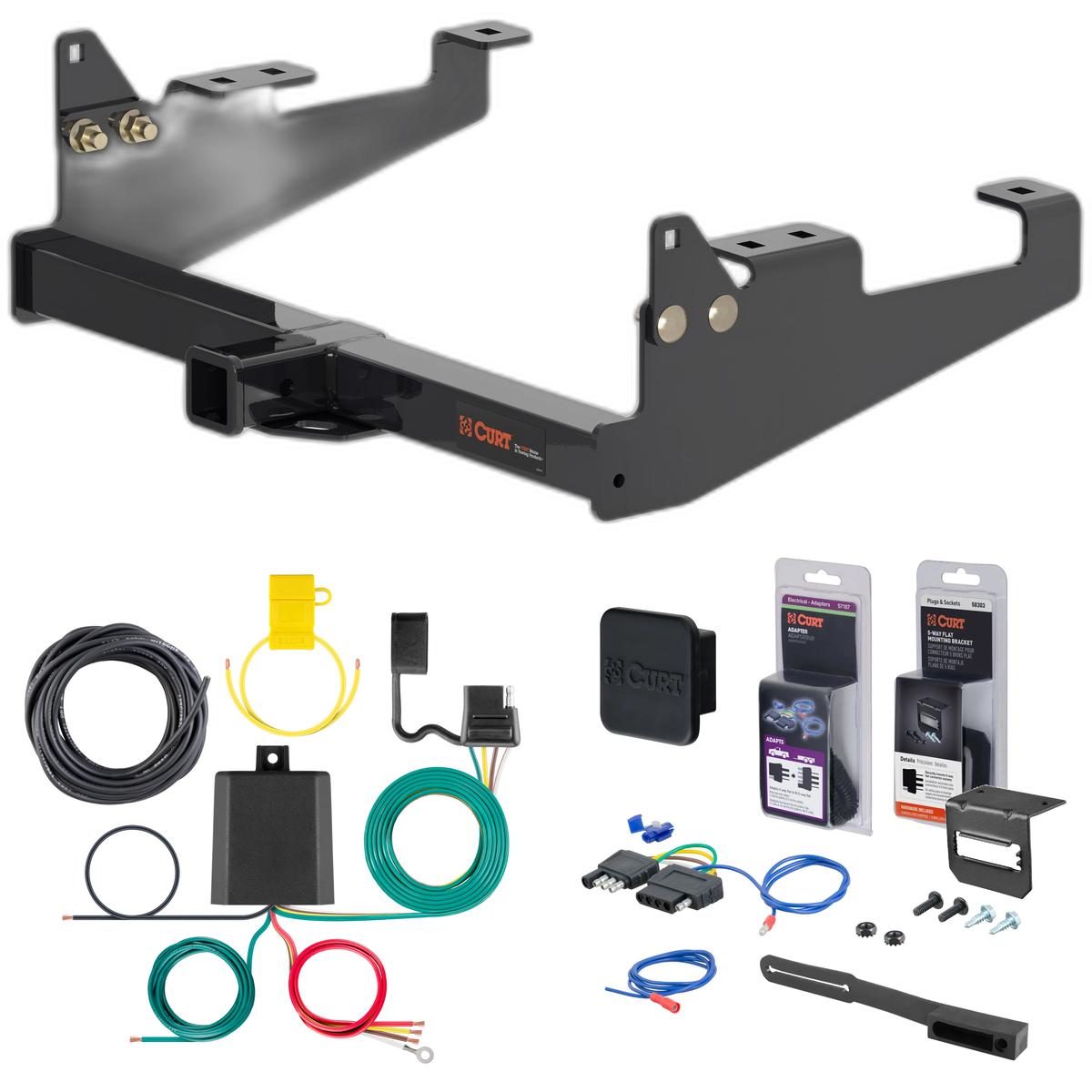 20 - 24 Ford F-350 Super Duty Cab & chassis with 34" frame width (O.D.) Curt 2" Class 4 Trailer Tow Hitch + 5-Flat Wiring Kit Tow Boat/Utility Trailer with Surge Brakes 14018 thumbnail 0