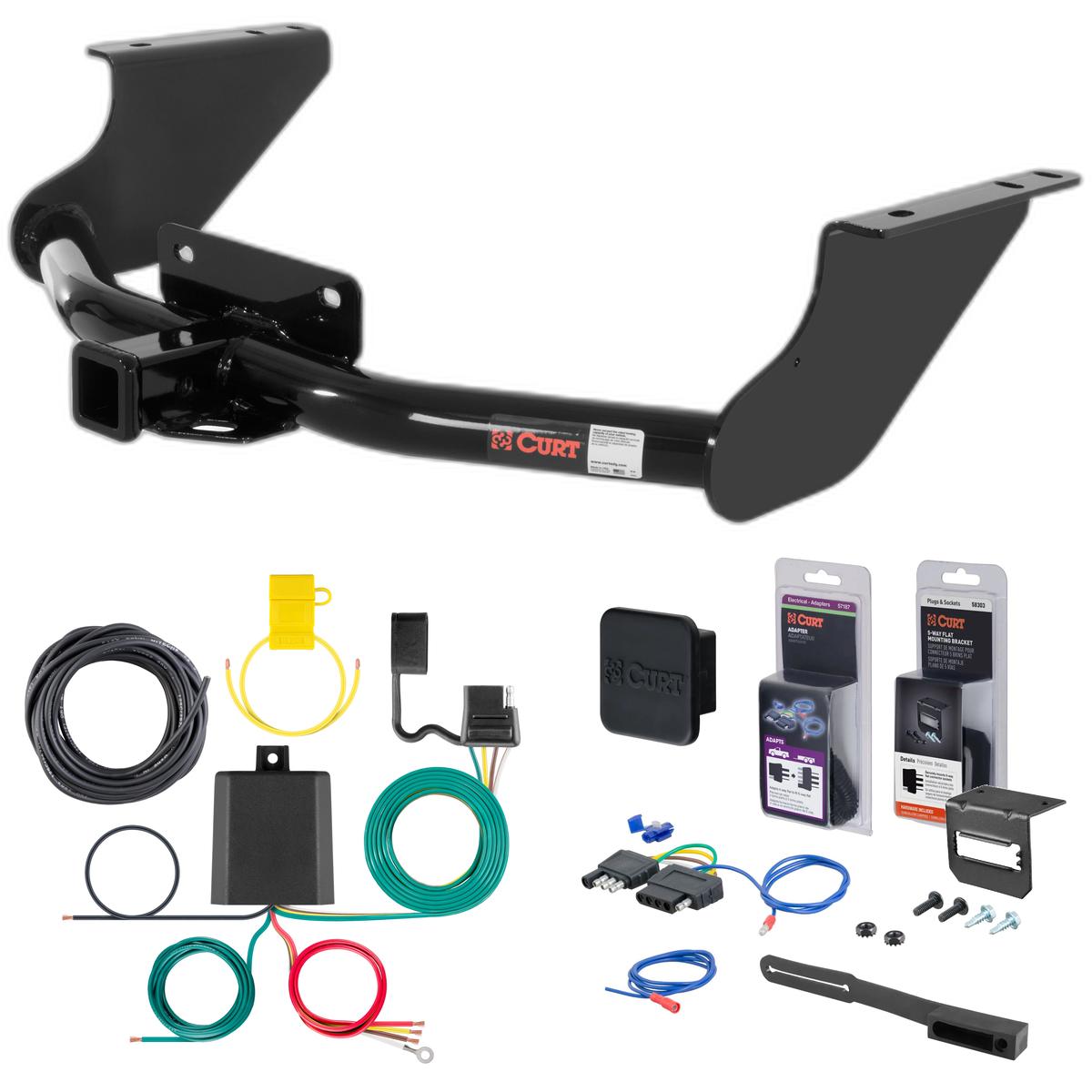 19 - 24 Ram 1500 Classic Excluding factory receiver Curt 2" Class 4 Trailer Tow Hitch + 5-Flat Wiring Kit Tow Boat/Utility Trailer with Surge Brakes 14374 thumbnail 0