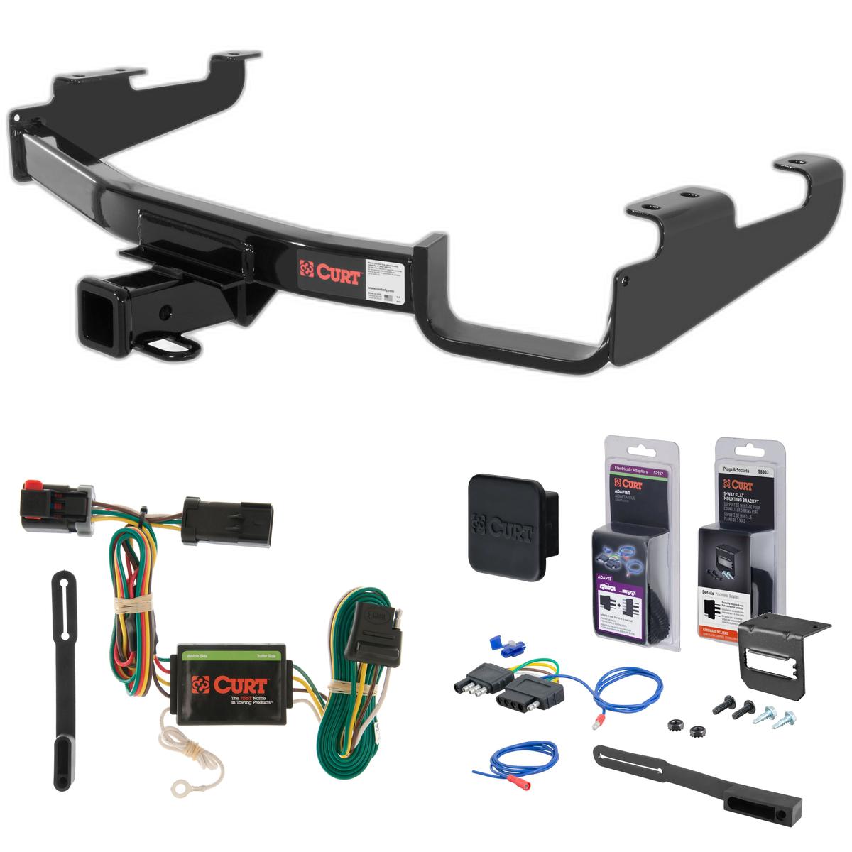 01 - 03 Dodge Grand Caravan Excluding Stow 'n Go and Sport Curt 2" Class 3 Trailer Tow Hitch + 5-Flat Wiring Kit Tow Boat/Utility Trailer with Surge Brakes 13362 thumbnail 0