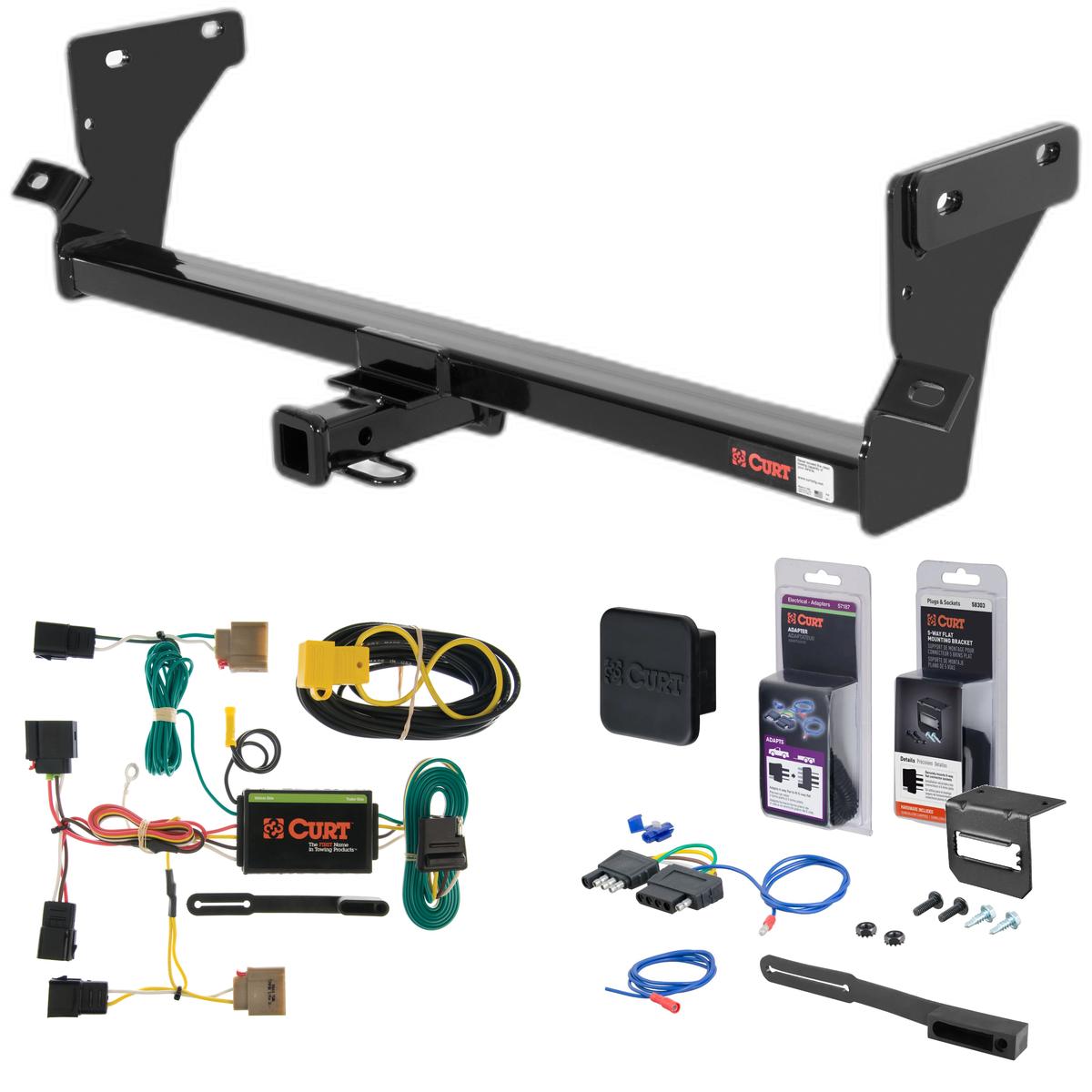 2007 Dodge Caliber Excluding SRT Curt 1-1/4" Class 1 Trailer Tow Hitch + 5-Flat Wiring Kit Tow Boat/Utility Trailer with Surge Brakes 11006 thumbnail 0