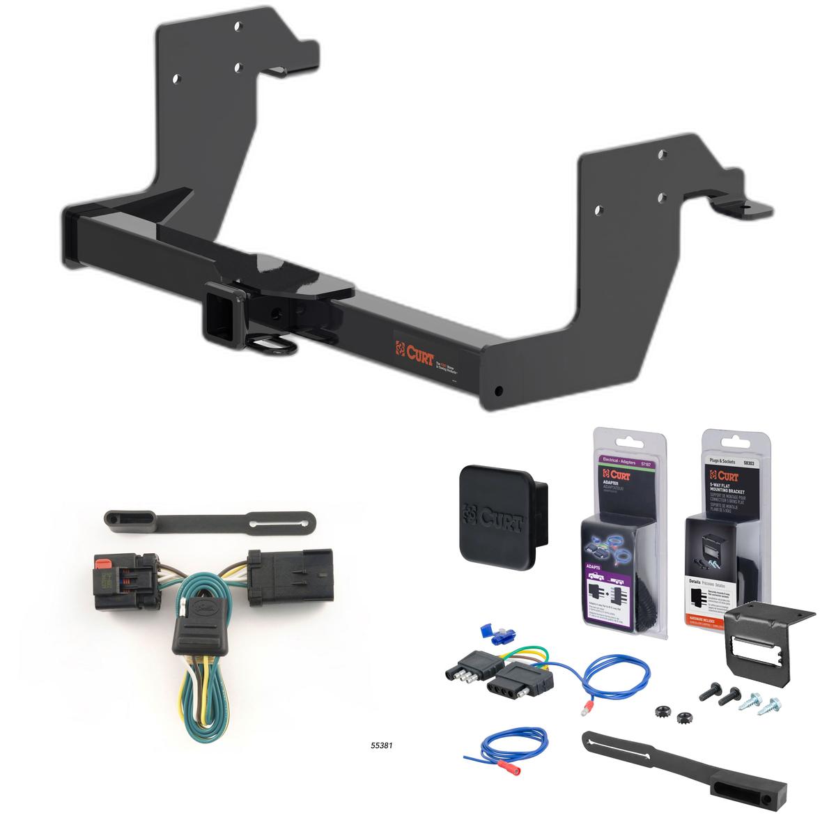 07 - 09 Dodge Sprinter 2500 Standard bumper Curt 2" Class 3 Trailer Tow Hitch + 5-Flat Wiring Kit Tow Boat/Utility Trailer with Surge Brakes 13388 thumbnail 0
