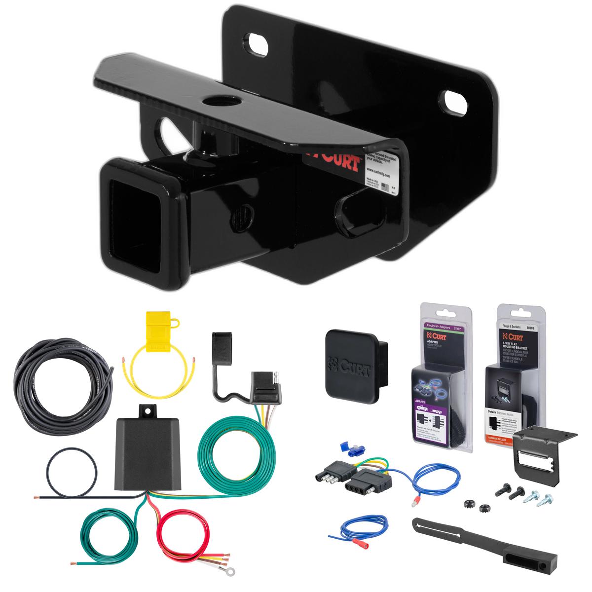 08 - 10 Dodge Ram 1500 Excluding factory receiver Curt 2" Class 3 Trailer Tow Hitch + 5-Flat Wiring Kit Tow Boat/Utility Trailer with Surge Brakes 13333 thumbnail 0
