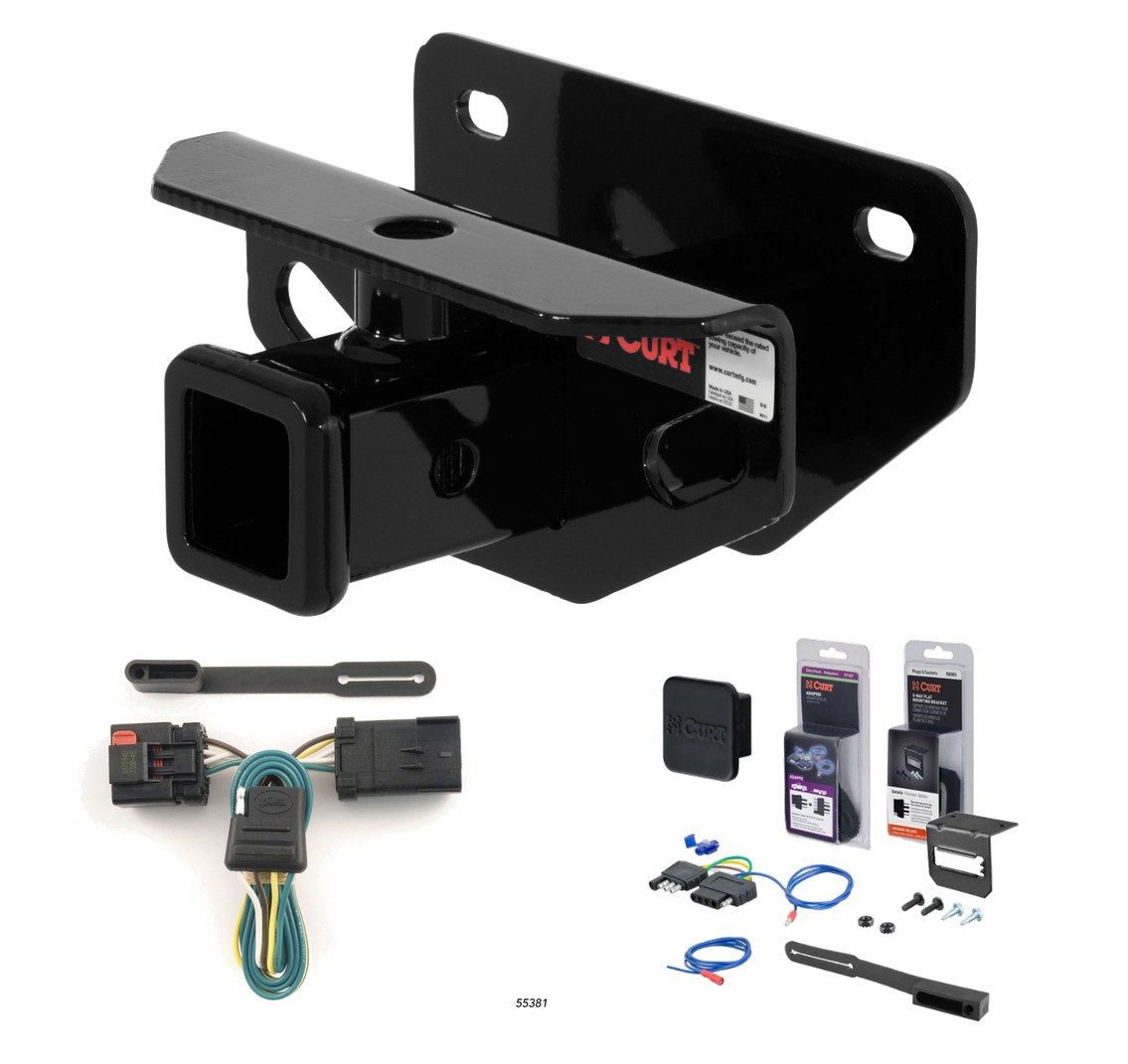 2000 - 2008 Dodge Ram 1500 Excluding factory receiver Curt 2" Class 3 Trailer Tow Hitch + 5-Flat Wiring Kit Tow Boat/Utility Trailer with Surge Brakes 13333 thumbnail 0